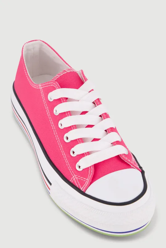 Low Top Lace Up Cap Toe Sneakers made by Rainbow