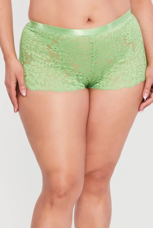 Plus Size Keyhole Back Lace Boyshort Panty sold by Rainbow