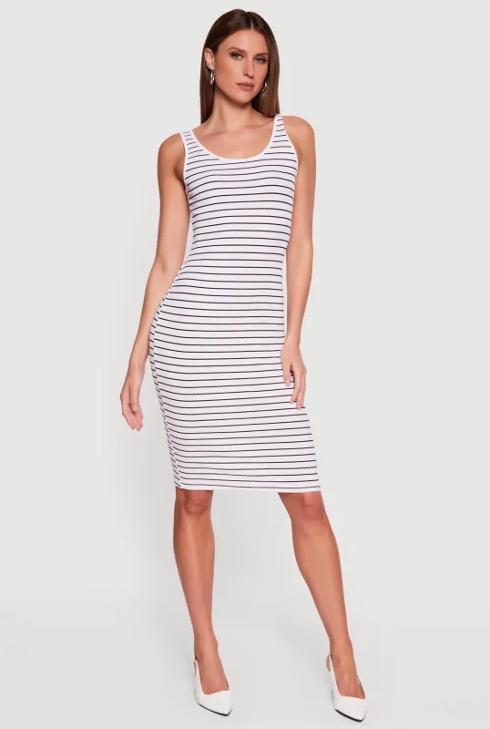 Striped Rib Knit Tank Midi Dress made by Ambiance