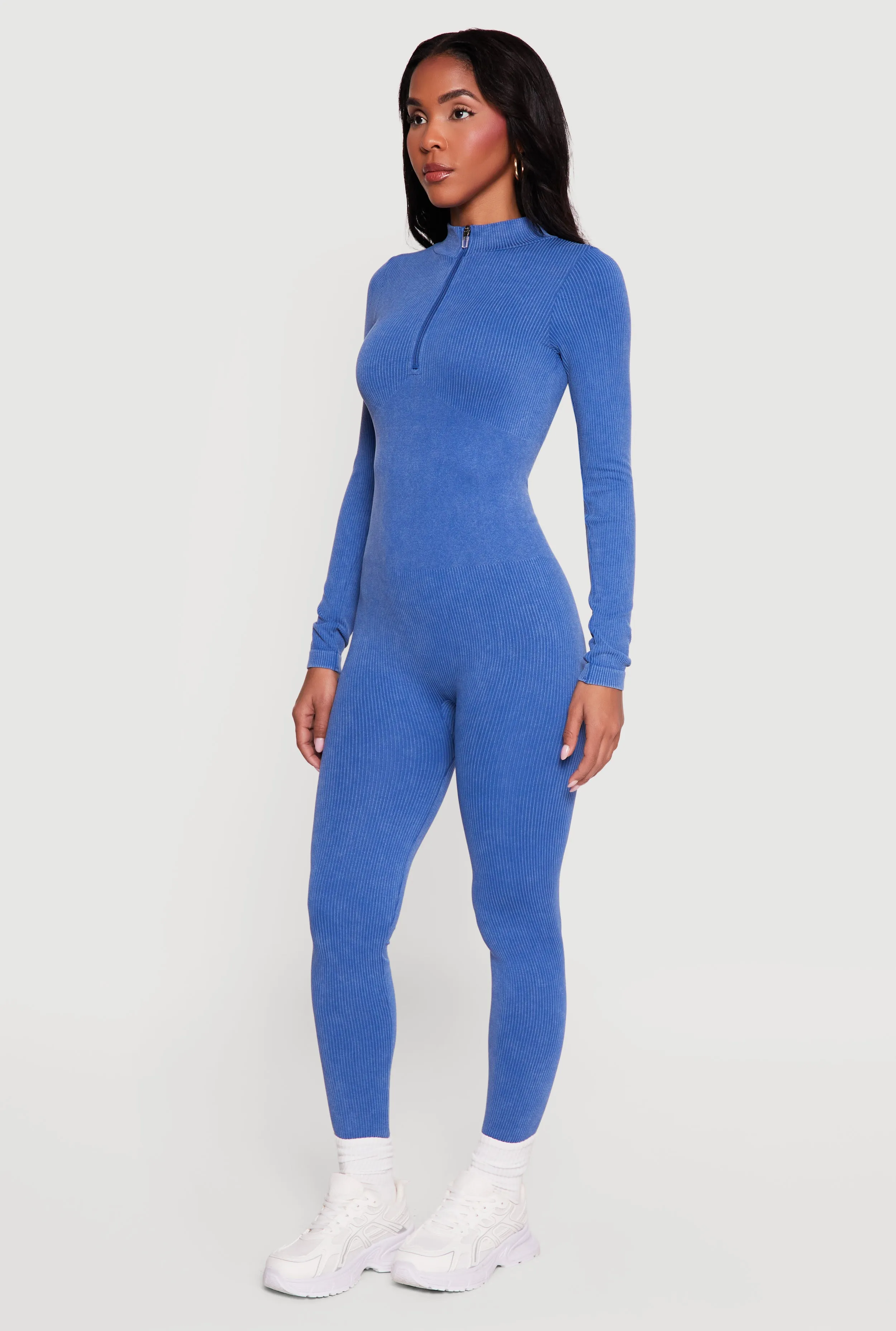 Seamless Mock Neck Quarter Zip Jumpsuit sold by Rainbow product image thumbnail 2