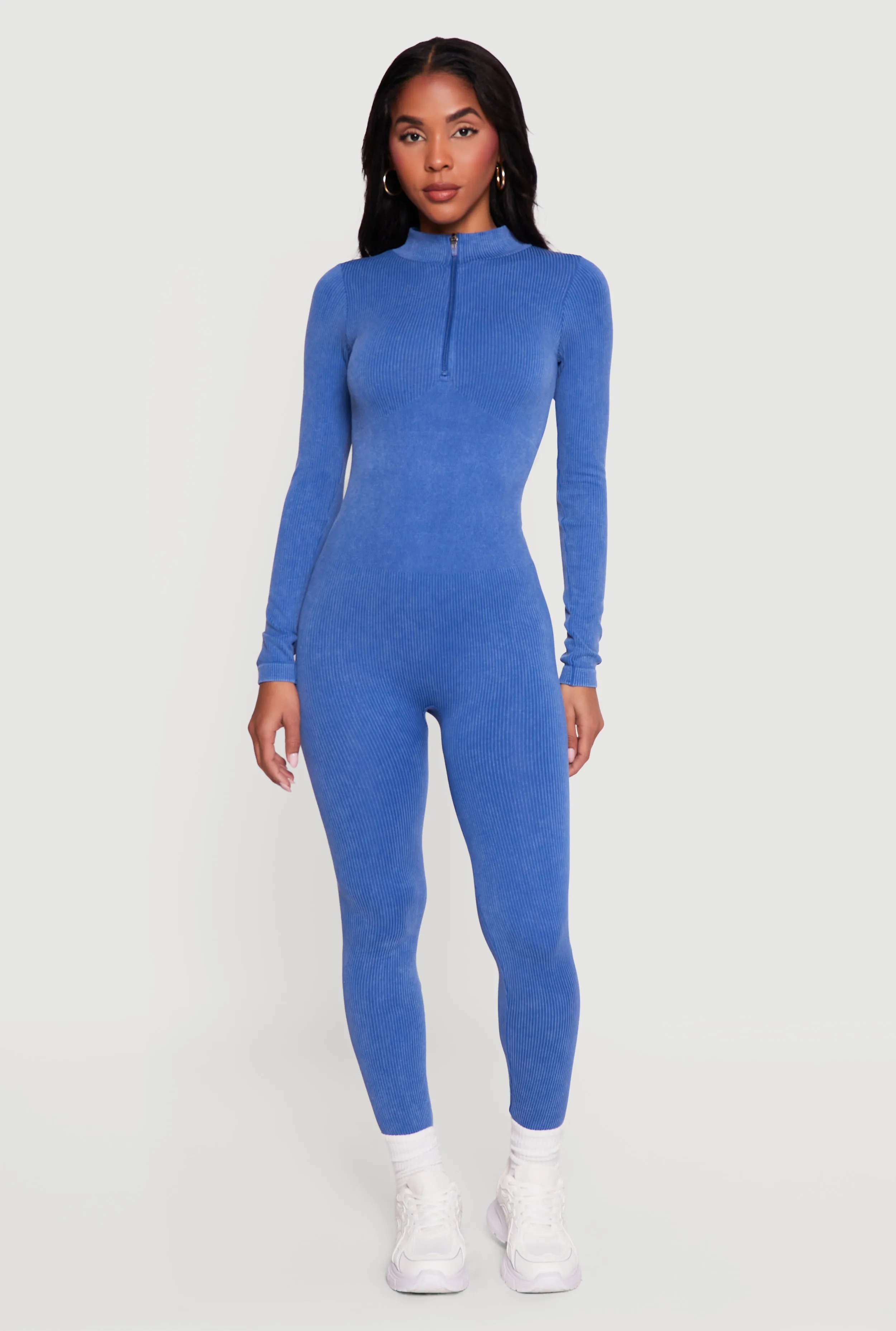 Seamless Mock Neck Quarter Zip Jumpsuit sold by Rainbow