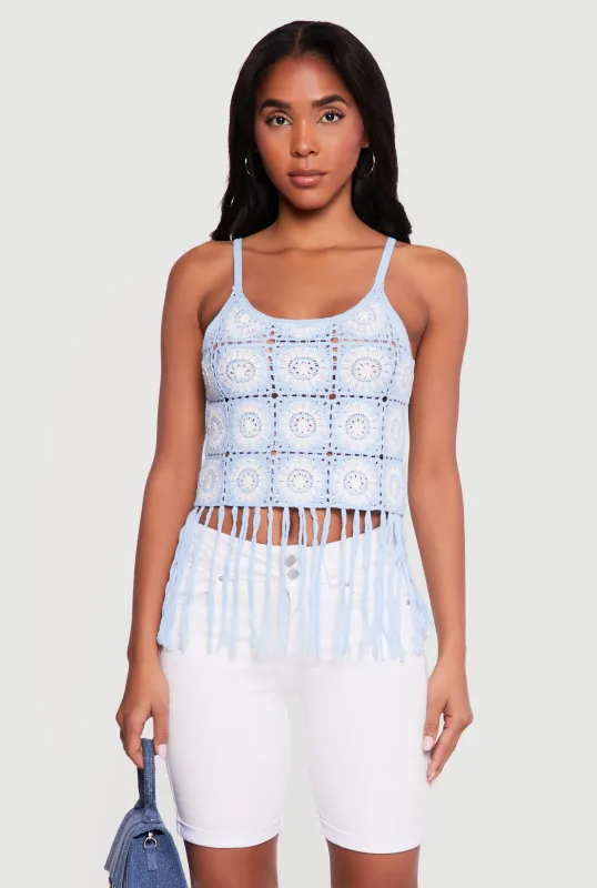 Geometric Crochet Fringe Cami sold by Rainbow