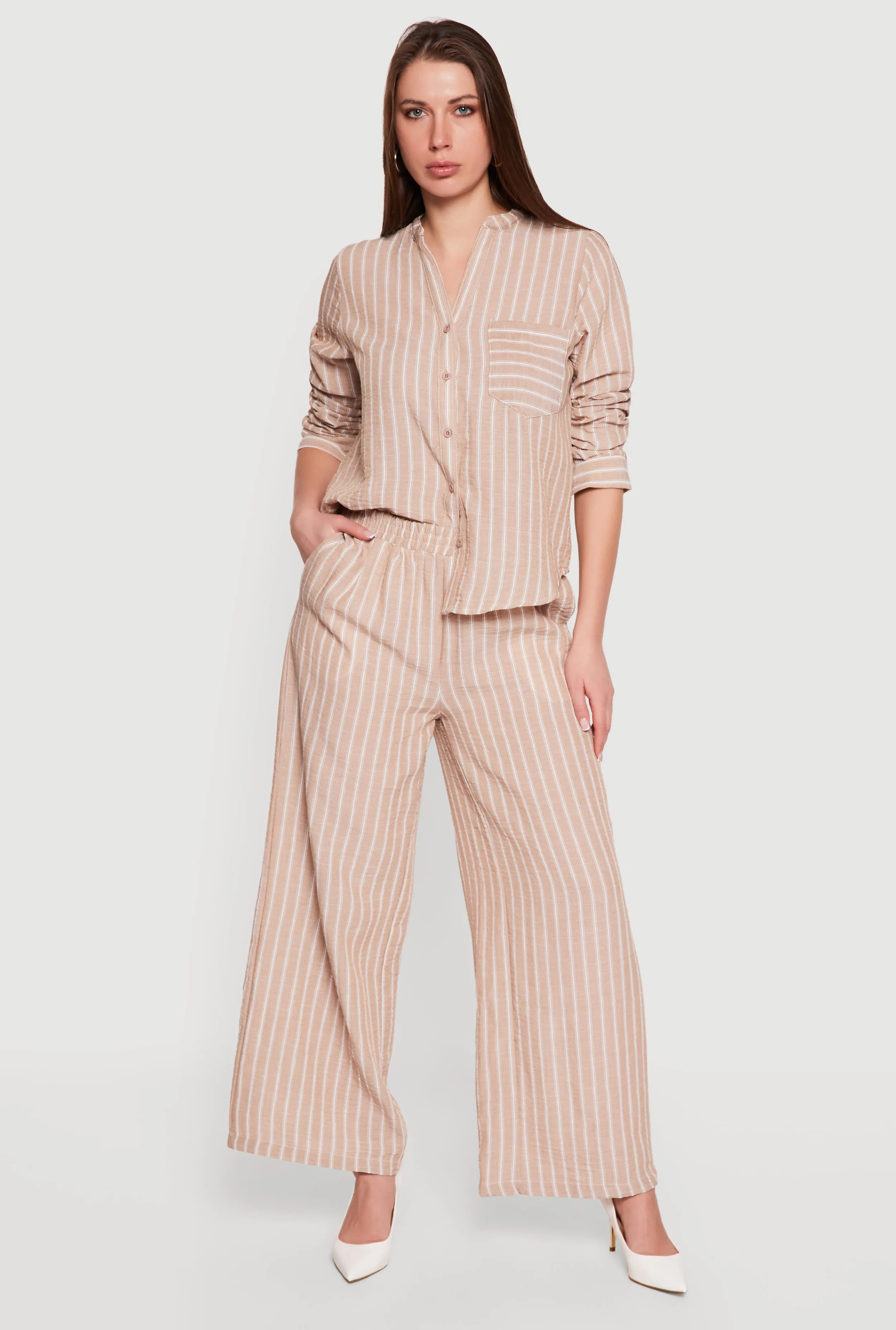 Striped Pull On Wide Leg Pants sold by Rainbow