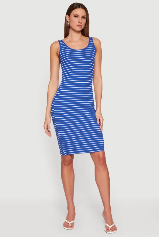 Striped Rib Knit Tank Midi Dress made by Ambiance