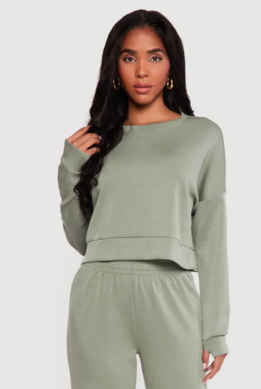 Solid Pullover Sweatshirt with Thumbholes sold by Rainbow