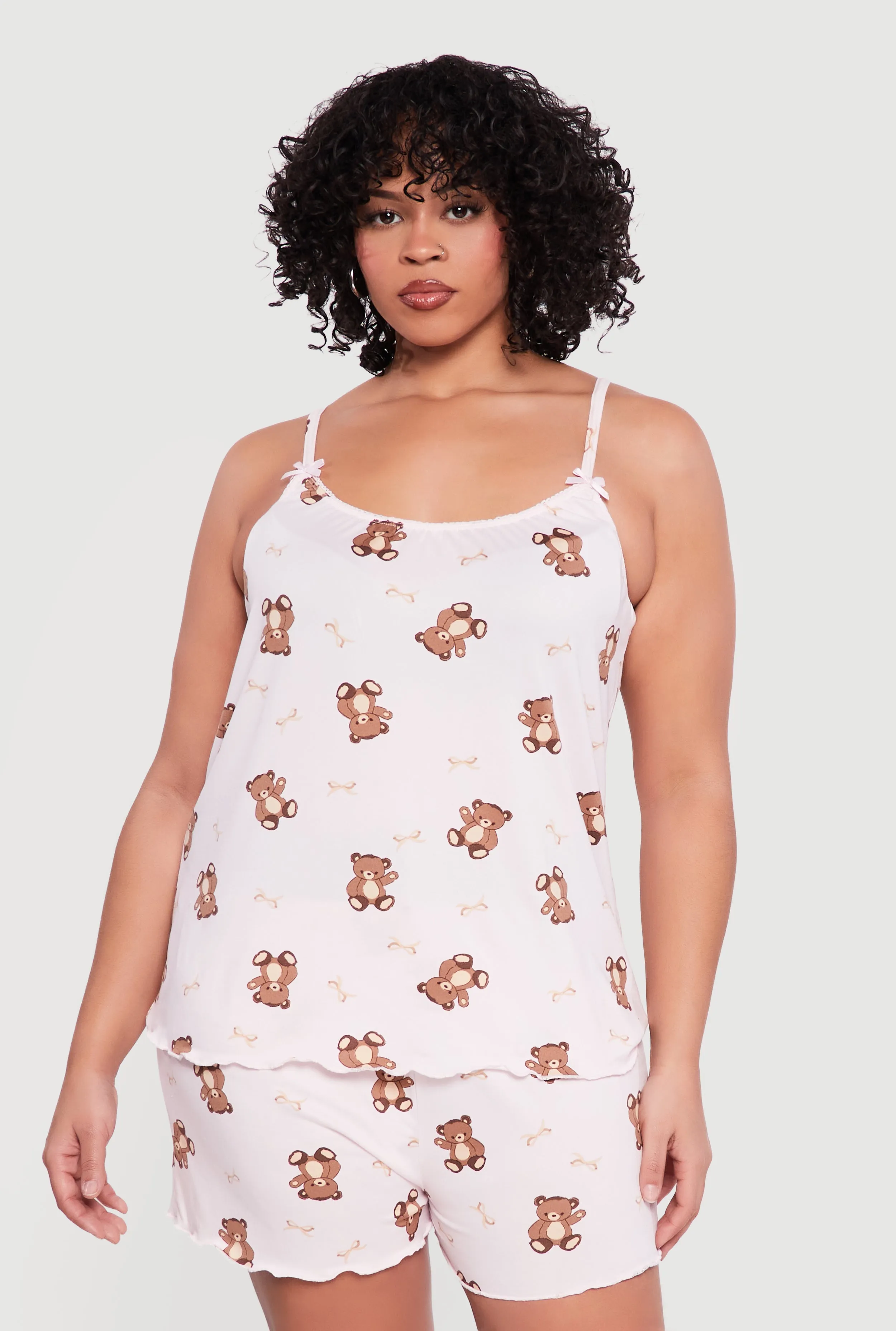 Plus Size Teddy Bear Print Pajama Cami and Shorts sold by Rainbow product image thumbnail 2