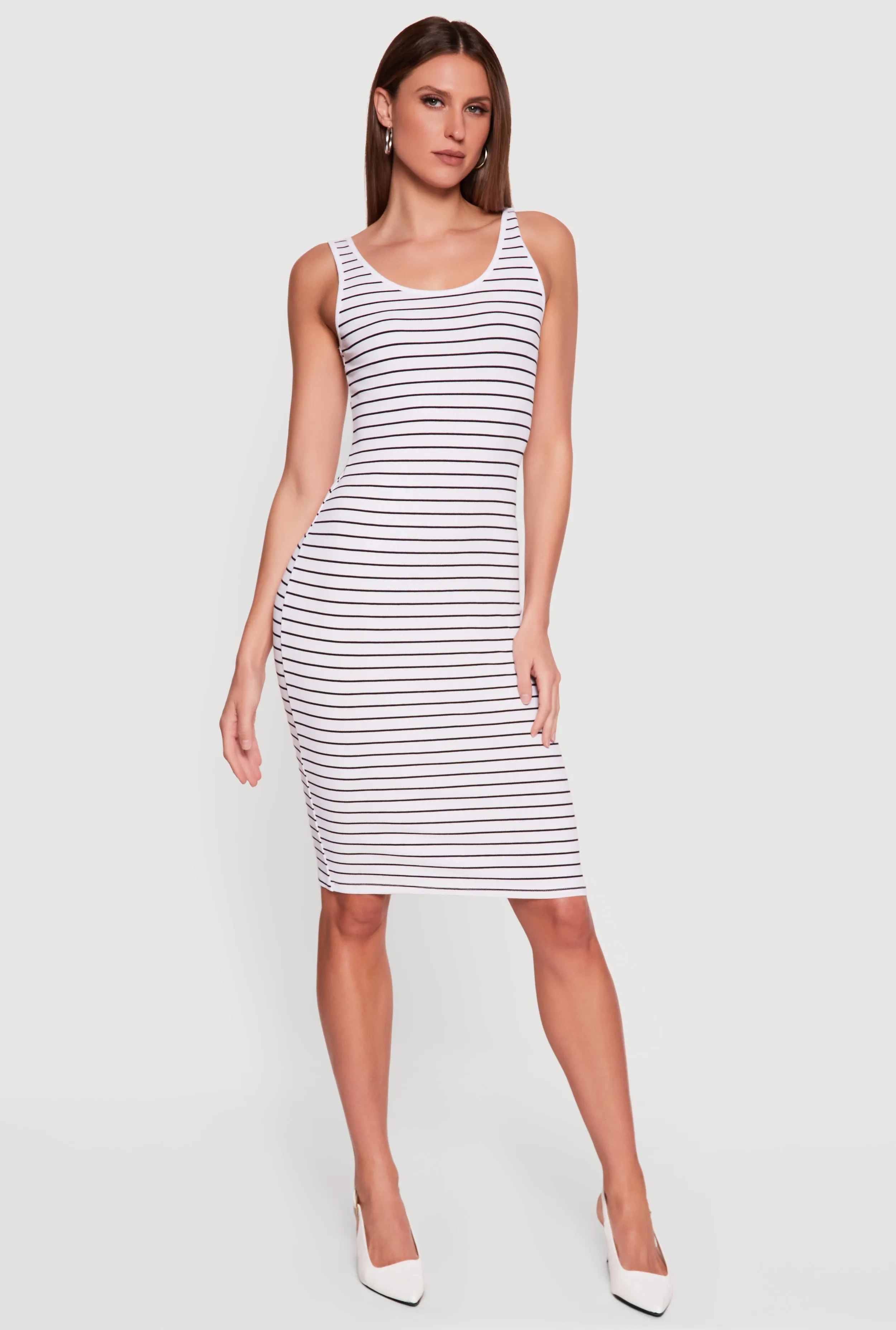 Striped Rib Knit Tank Midi Dress sold by Rainbow product image thumbnail 3