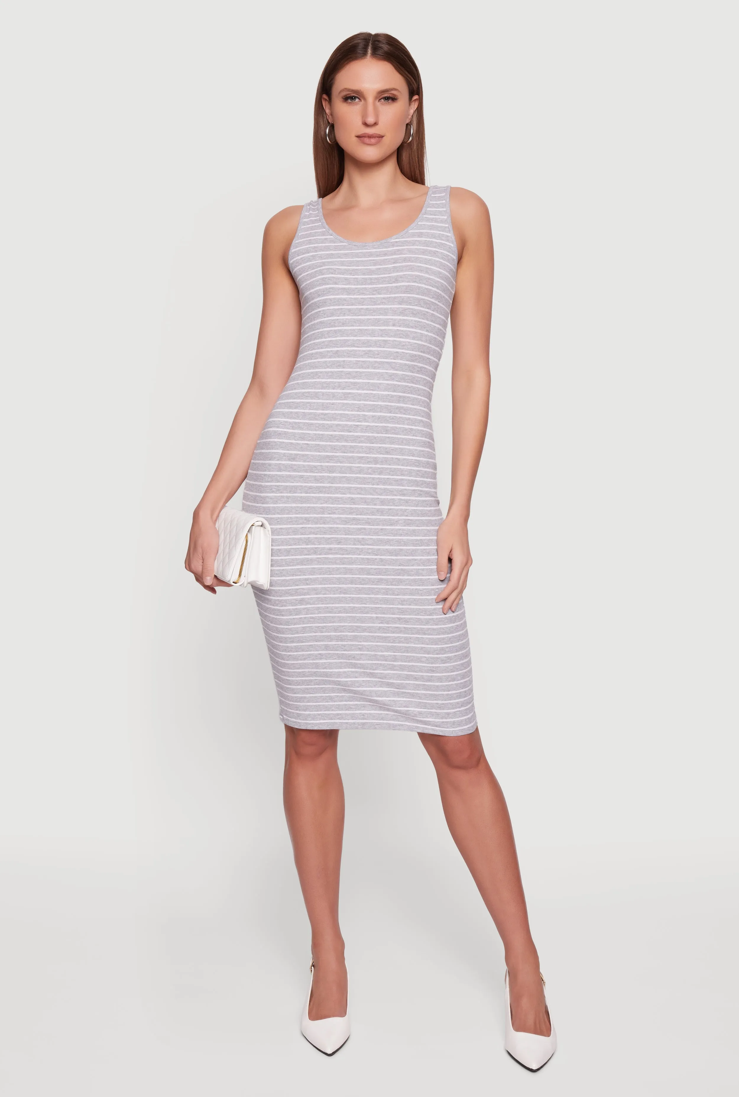 Striped Rib Knit Tank Midi Dress sold by Rainbow product image thumbnail 2