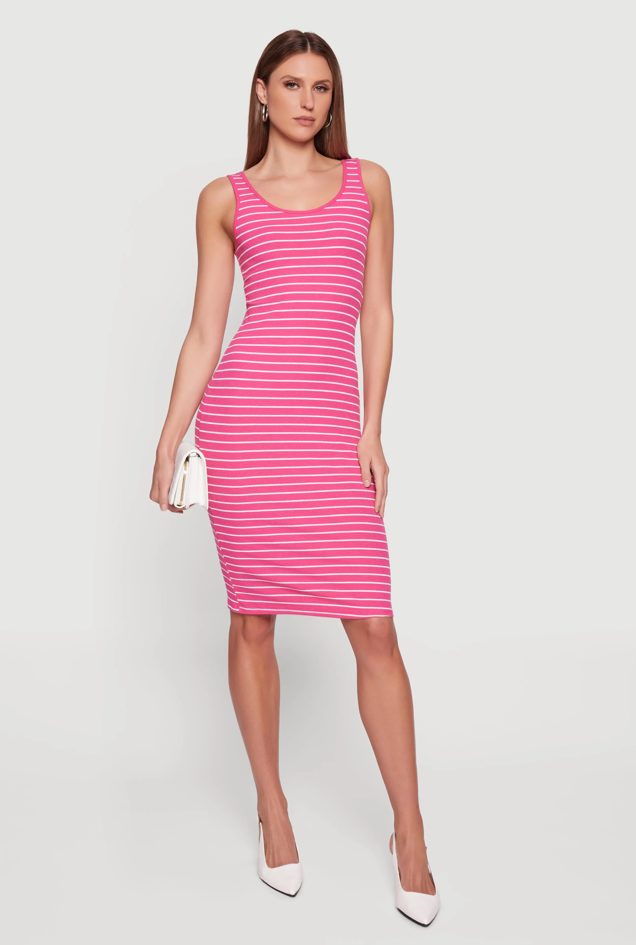 Striped Rib Knit Tank Midi Dress sold by Rainbow product image thumbnail 5
