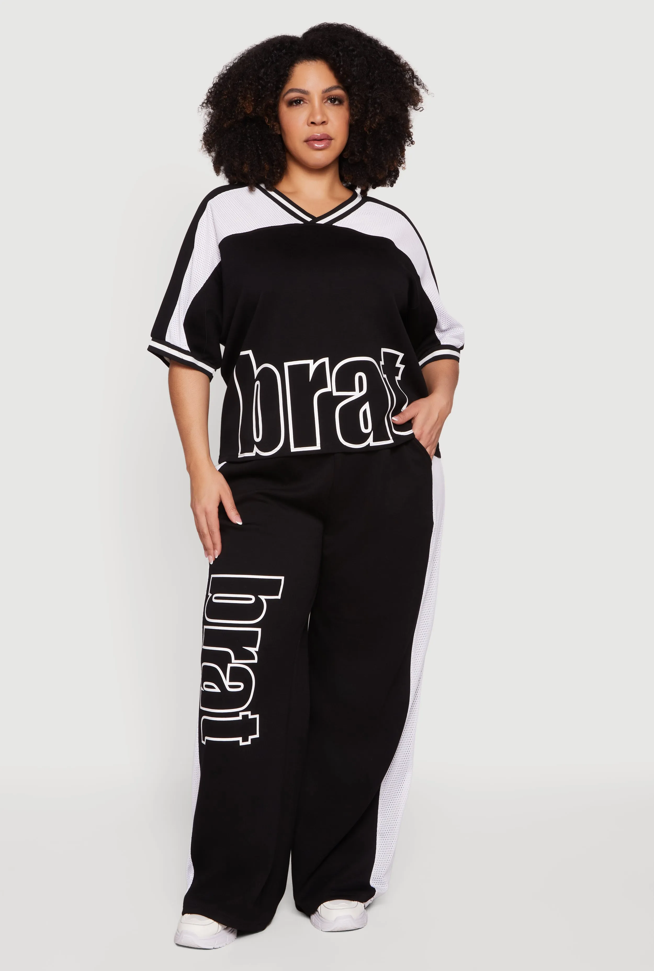 Plus Size Brat Graphic Drawstring Waist Wide Leg Pants sold by Rainbow product image thumbnail 2