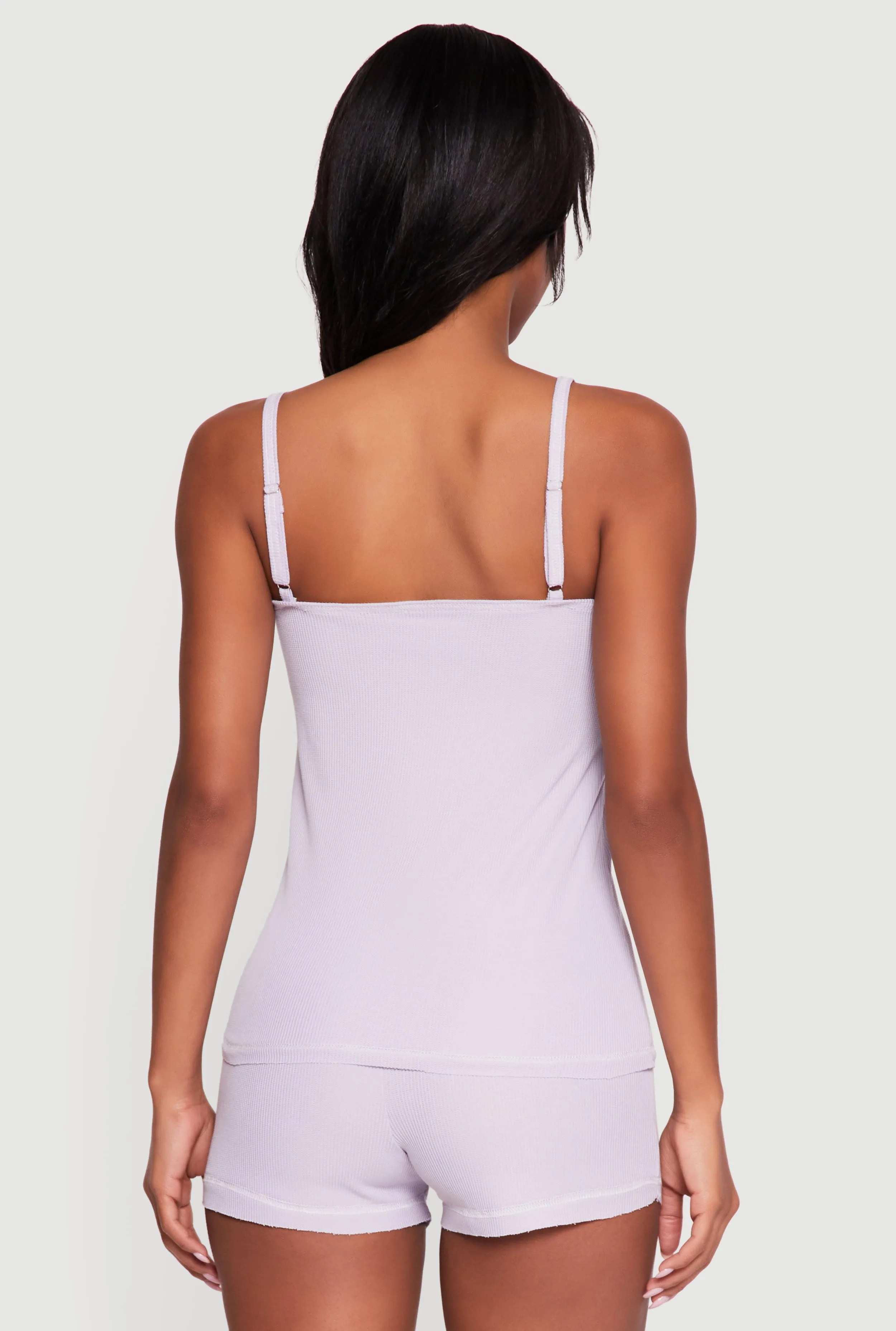 Waffle Knit Bow Detail Pajama Cami and Shorts Set sold by Rainbow product image thumbnail 2