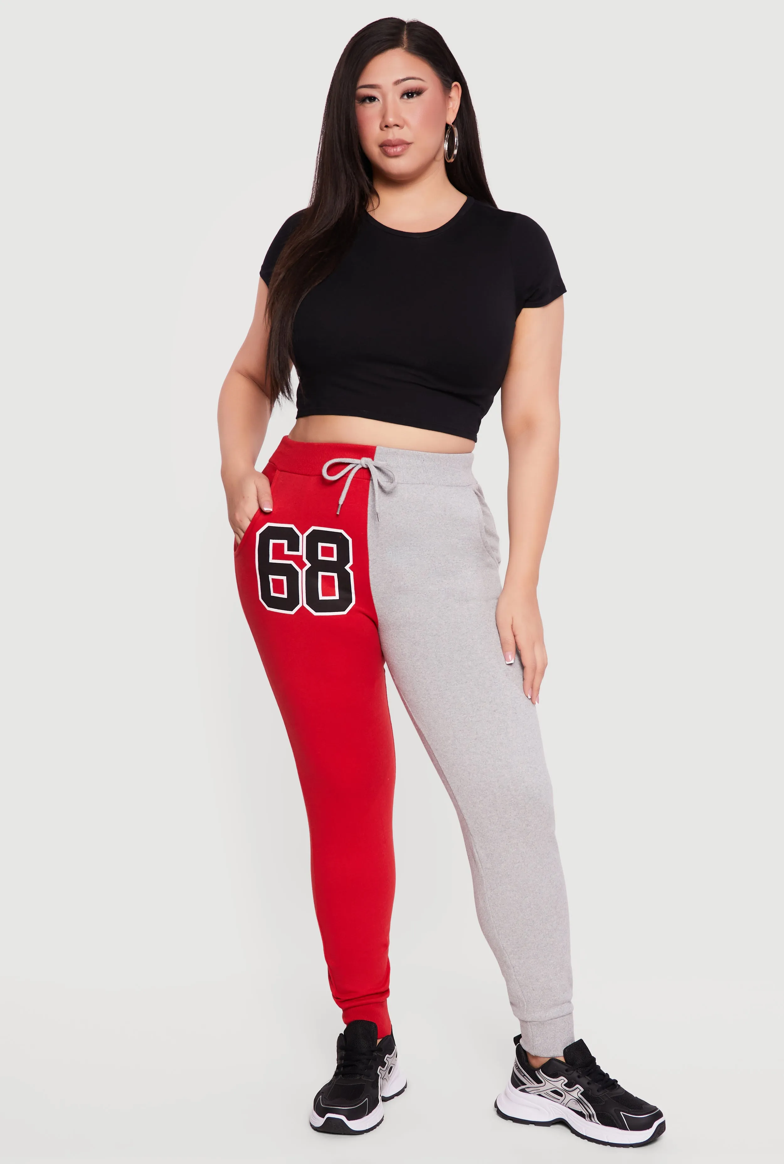 Plus Size 68 Color Blocked Fleece Joggers sold by Rainbow