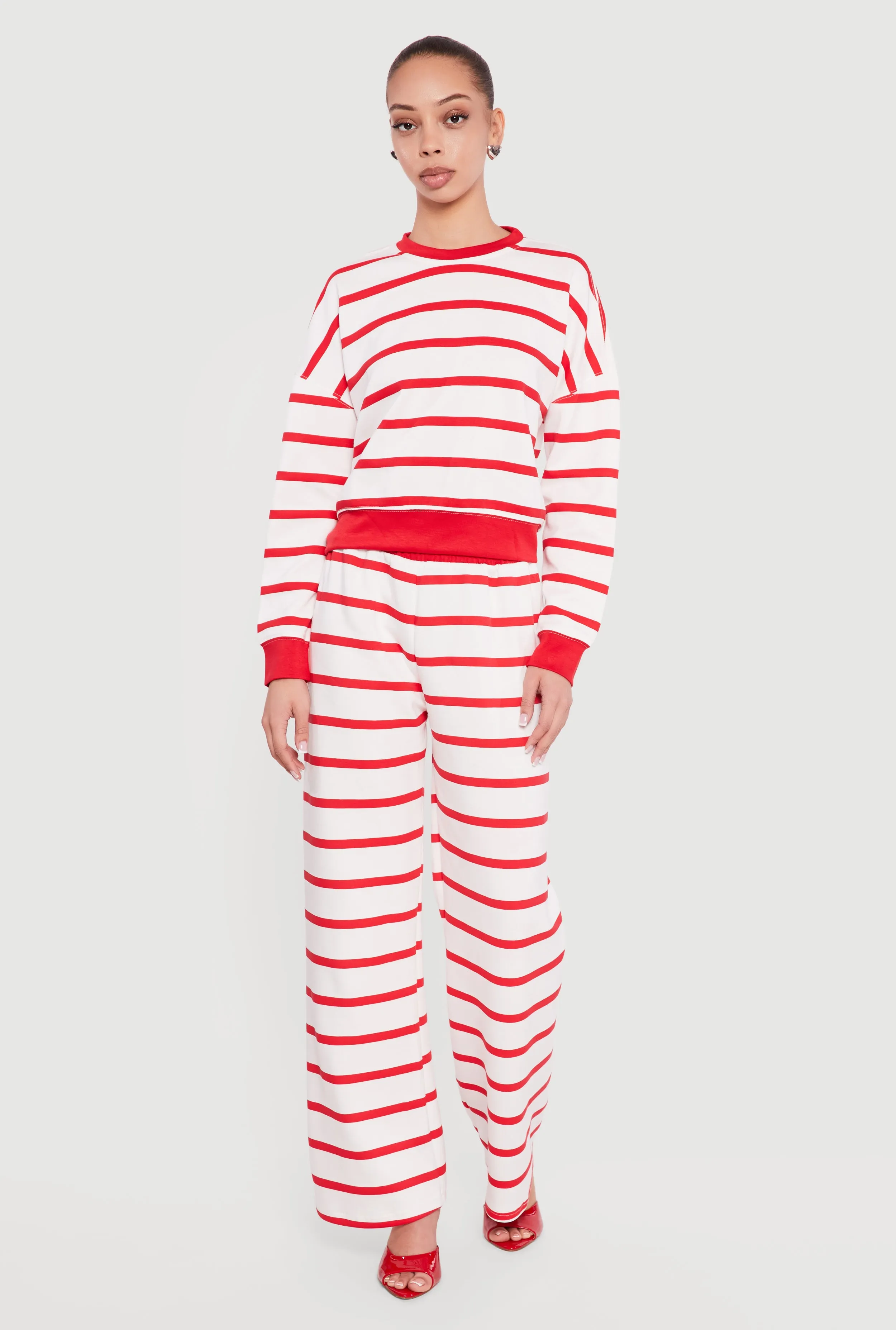 High Waisted Striped Wide Leg Pants sold by Rainbow