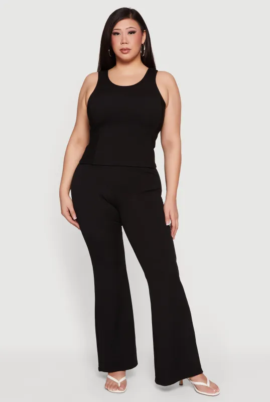 Plus Size High Waisted Flare Leg Pants sold by Rainbow