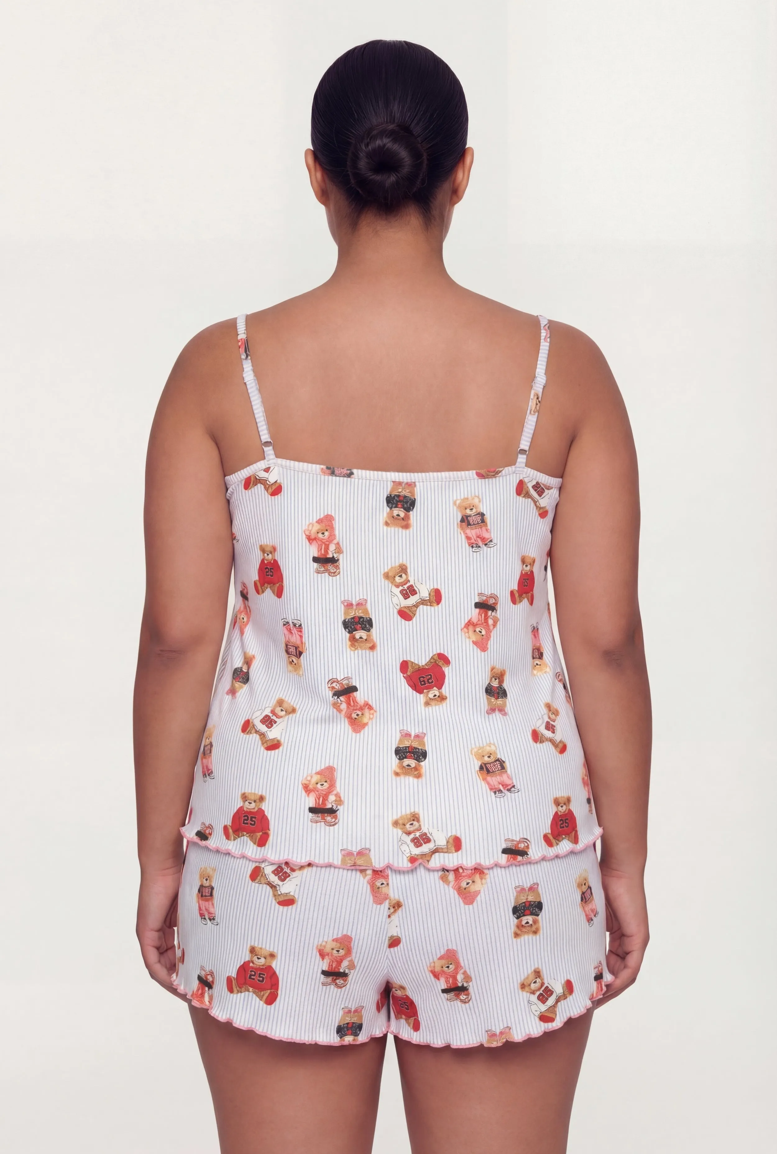 Plus Size Striped Bear Graphic Pajama Cami and Shorts Set sold by Rainbow product image thumbnail 2