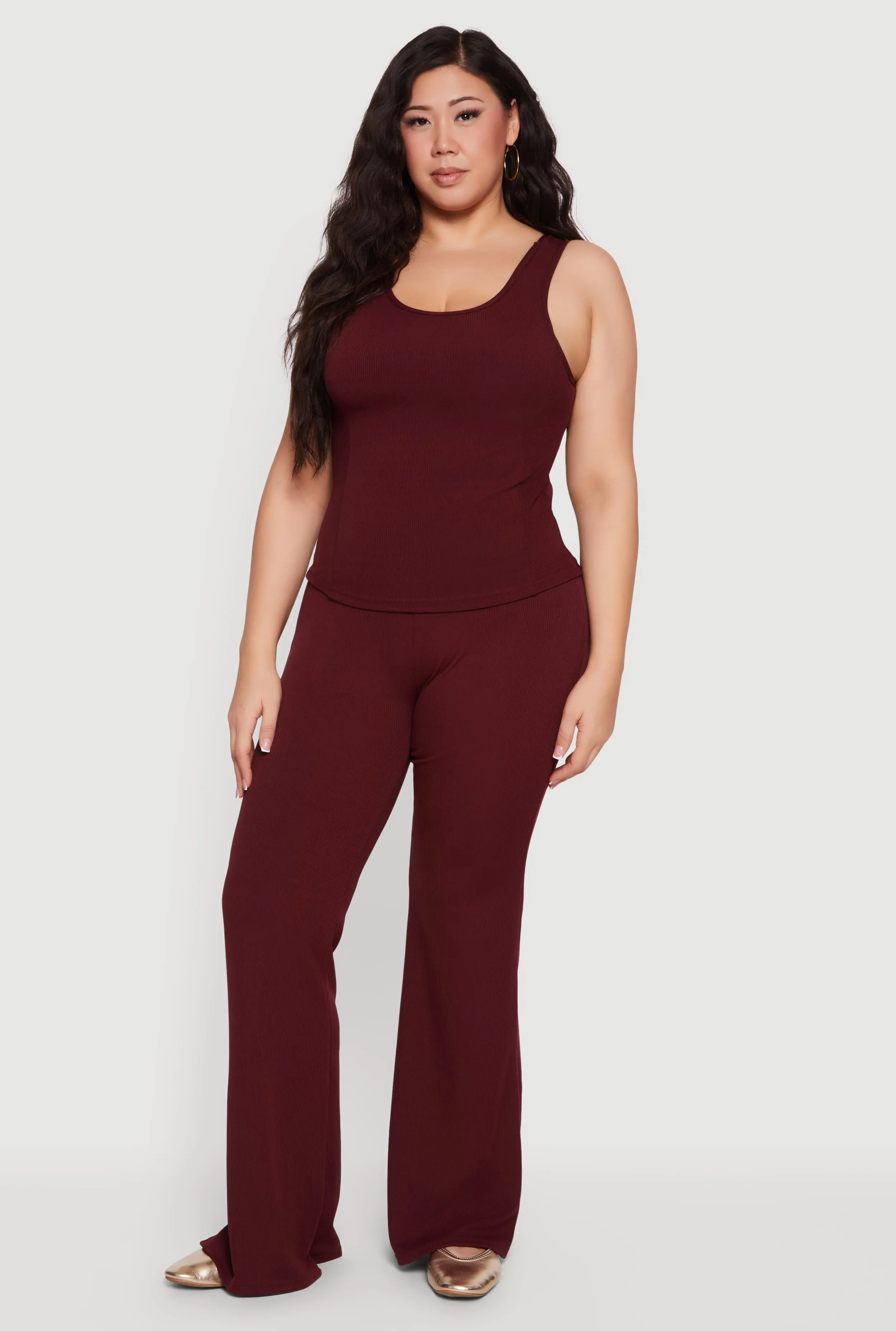Plus Size High Waisted Flare Leg Pants sold by Rainbow