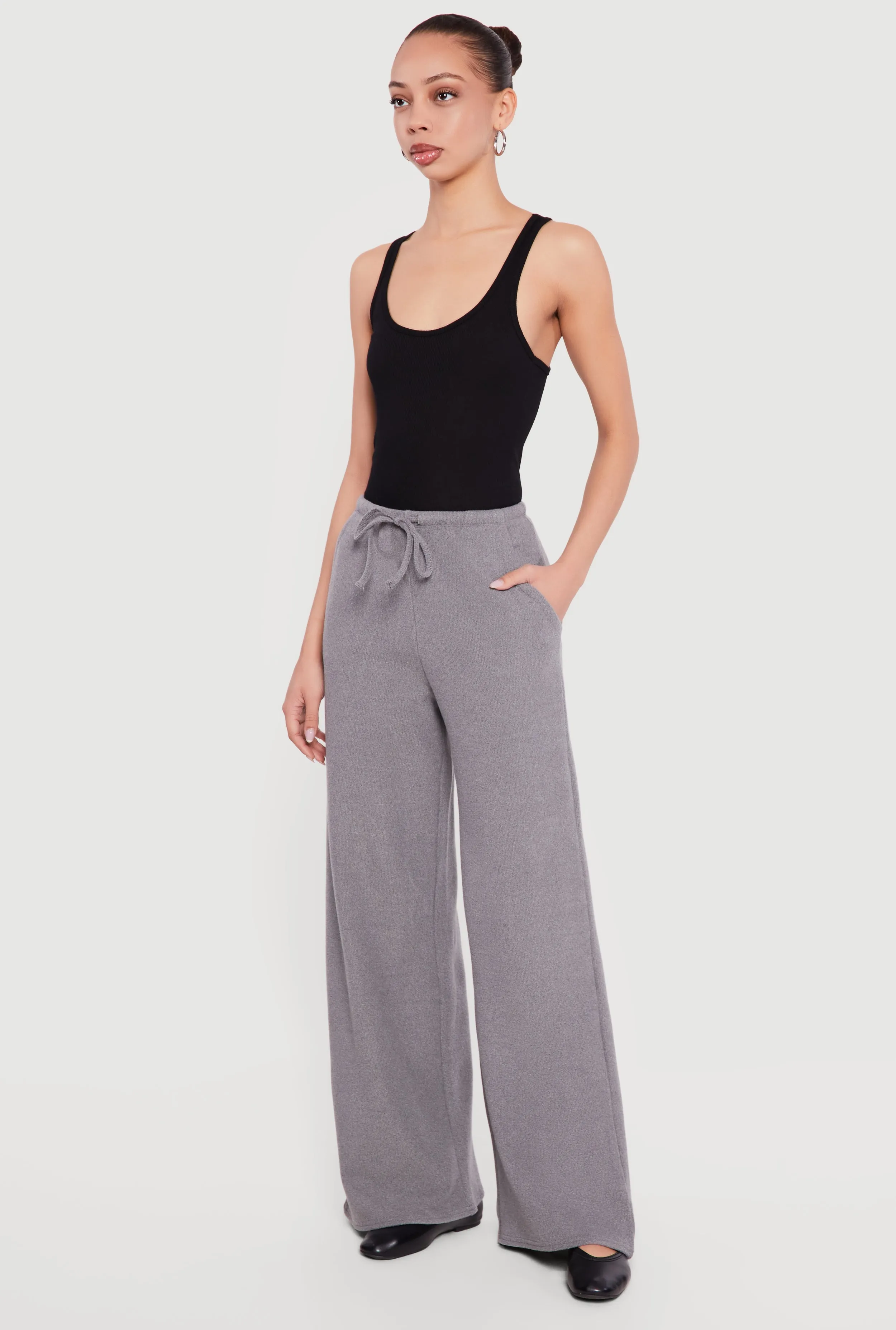 Brushed Knit Wide Leg Drawstring Pants sold by Rainbow product image thumbnail 2