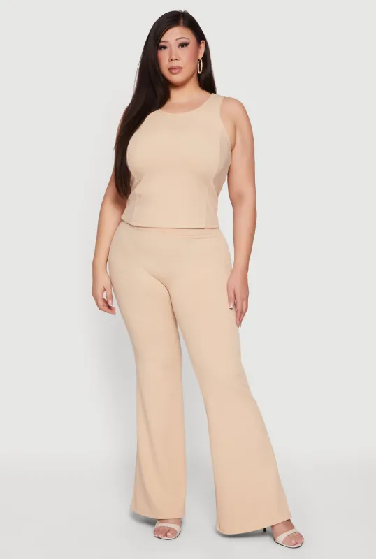Plus Size High Waisted Flare Leg Pants sold by Rainbow