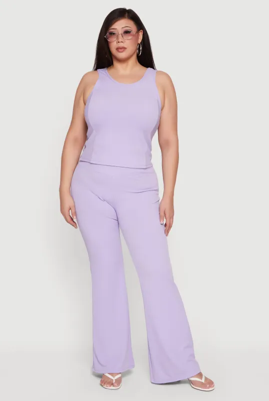 Plus Size High Waisted Flare Leg Pants sold by Rainbow