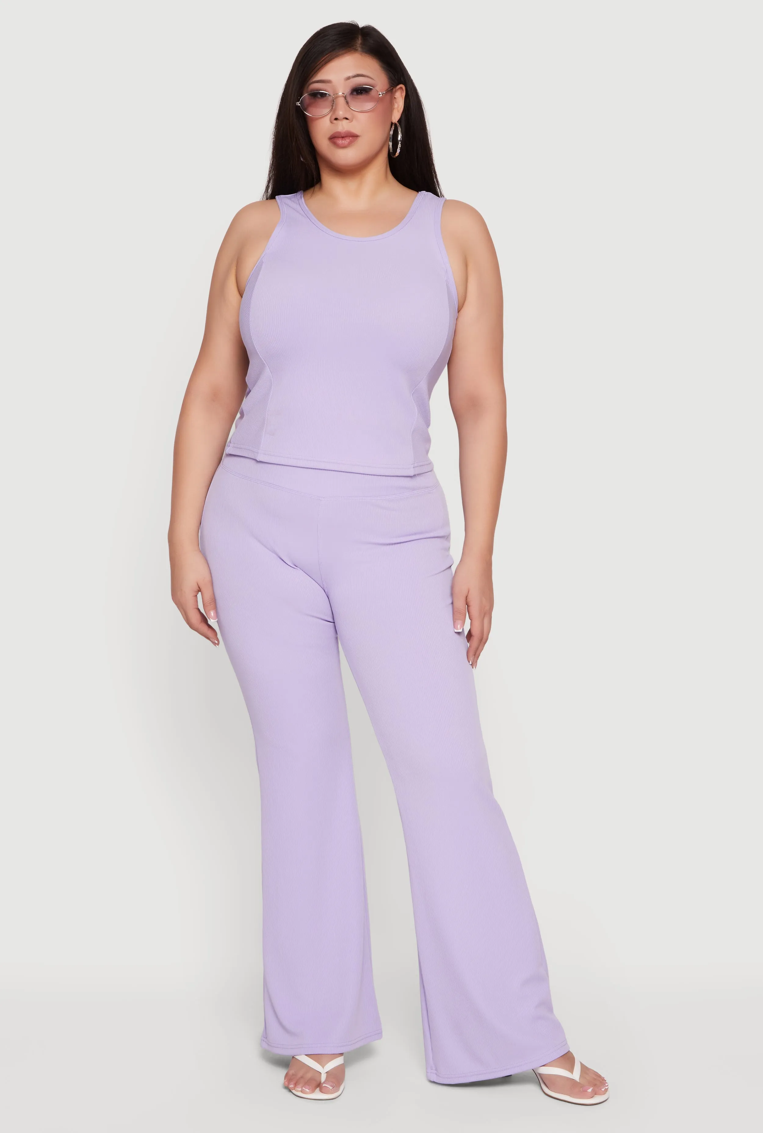 Plus Size High Waisted Flare Leg Pants sold by Rainbow