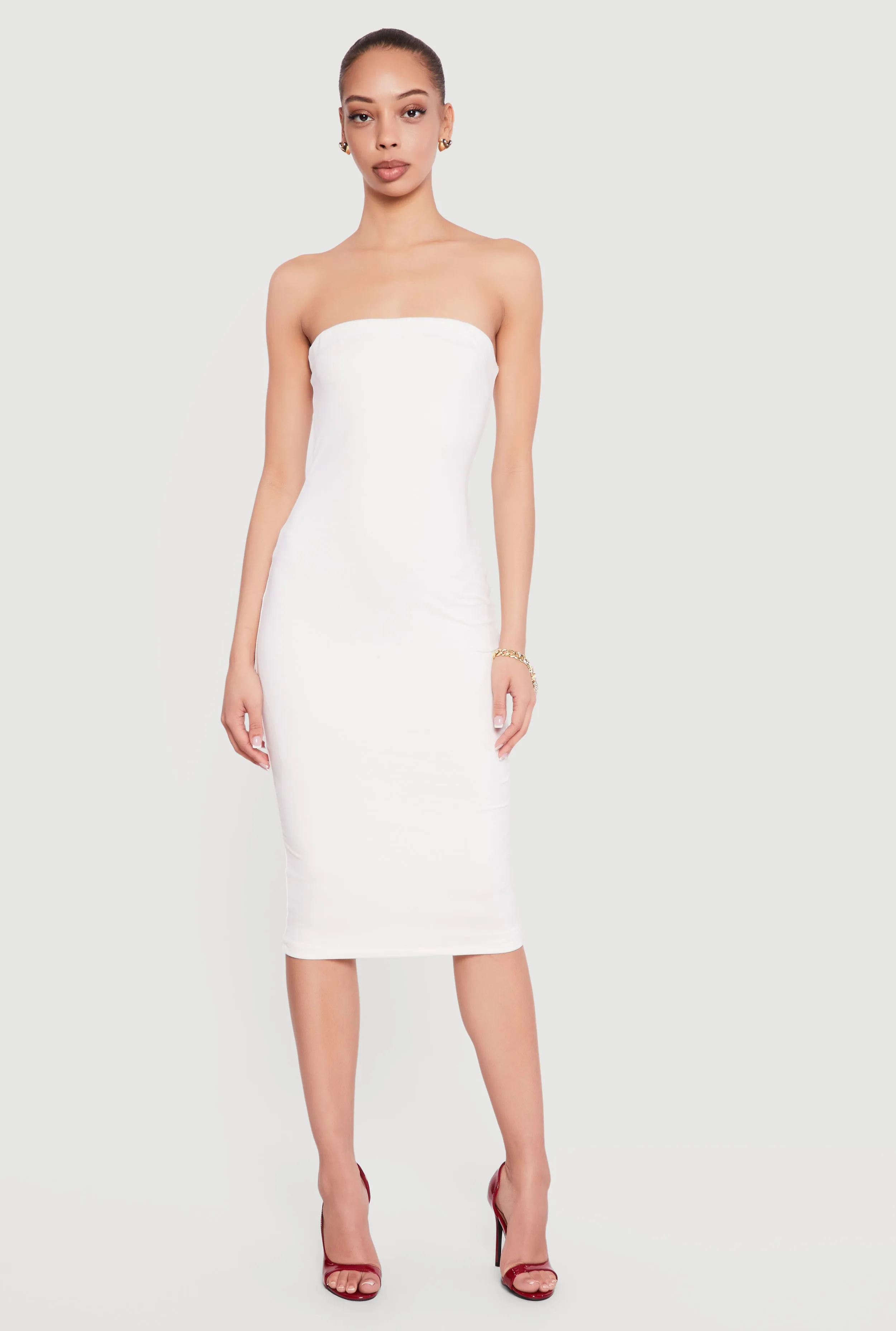 Solid Midi Tube Dress sold by Rainbow