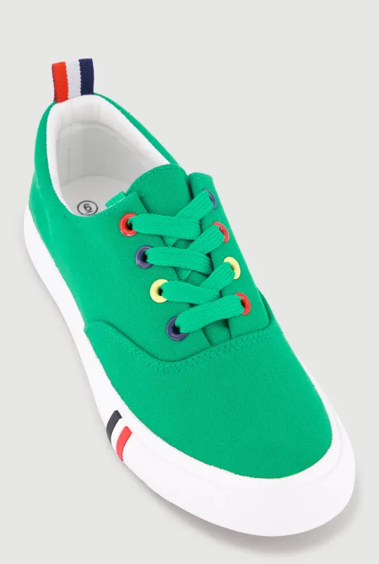 Stripe Detail Canvas Low Top Sneakers made by Rainbow