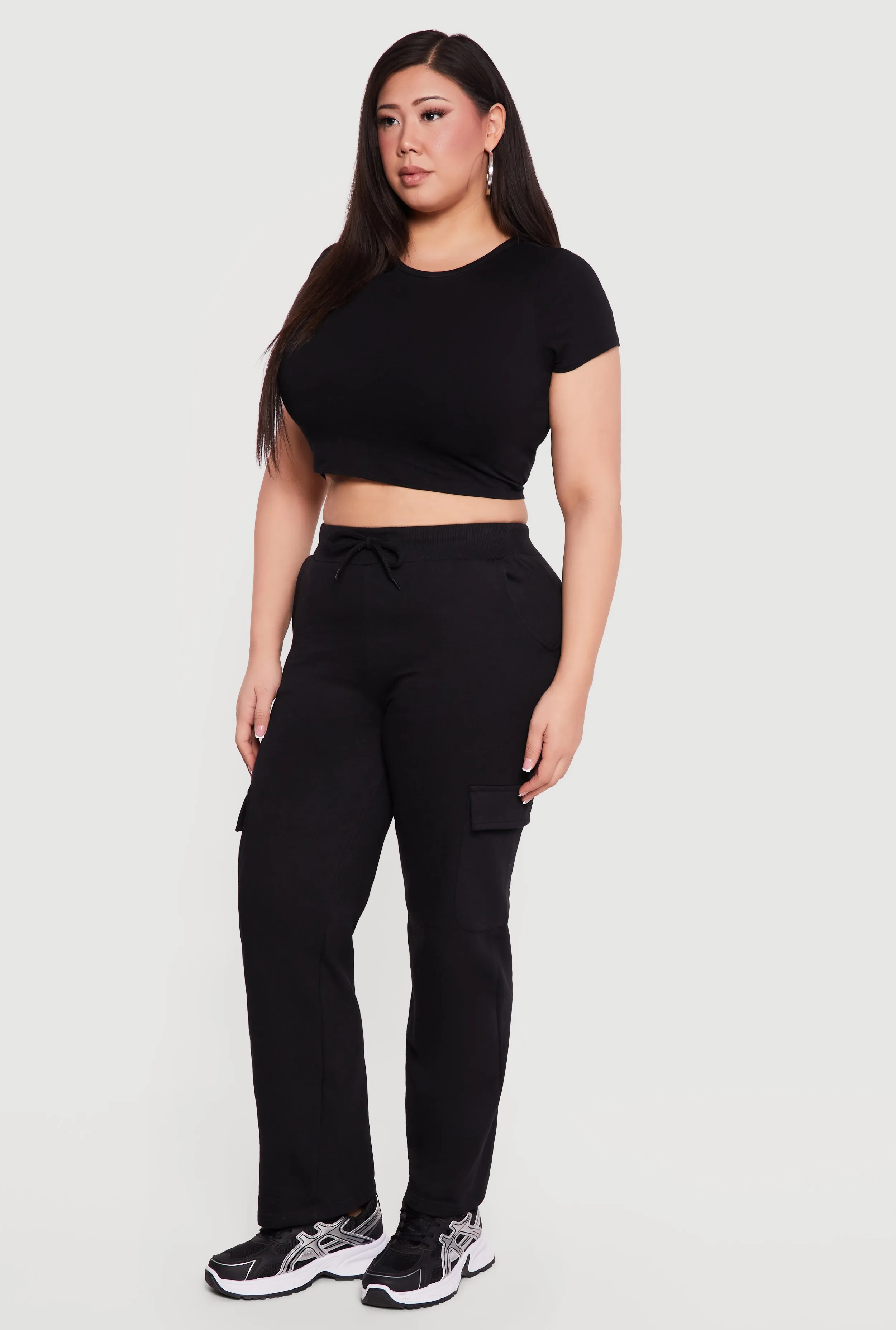 Plus Size High Waisted Cargo Pocket Fleece Sweatpants sold by Rainbow product image thumbnail 2