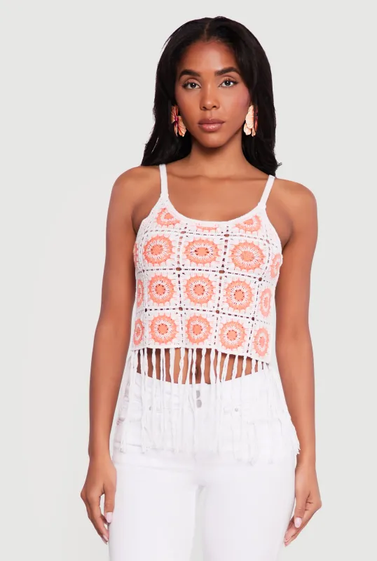 Geometric Crochet Fringe Cami sold by Rainbow