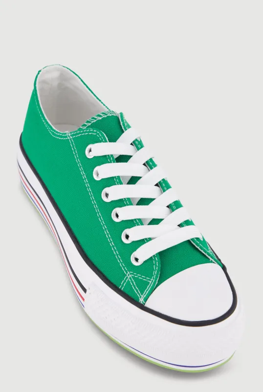 Low Top Lace Up Cap Toe Sneakers made by Rainbow