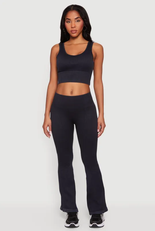 Acid Wash Seamless Pull On Flare Pants sold by Rainbow