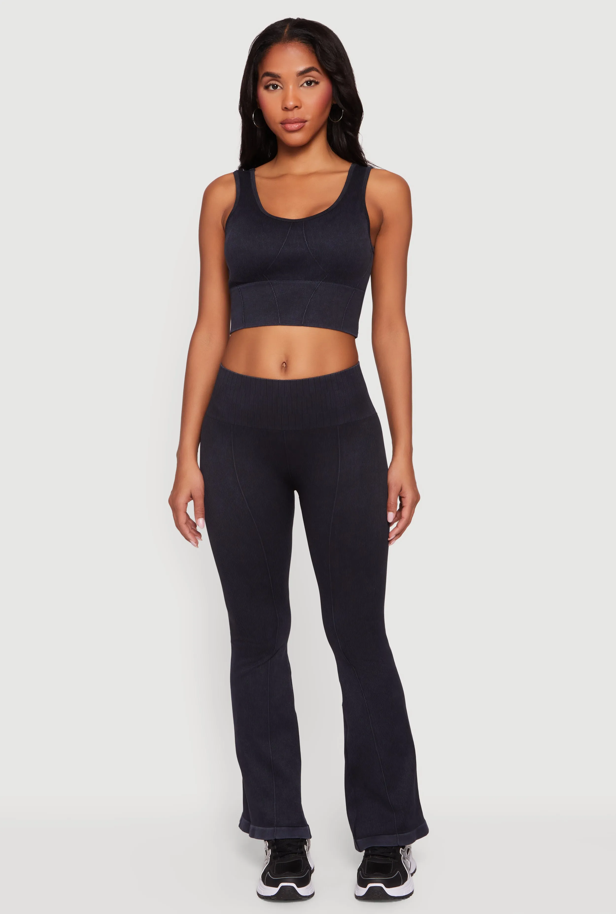 Acid Wash Seamless Pull On Flare Pants sold by Rainbow