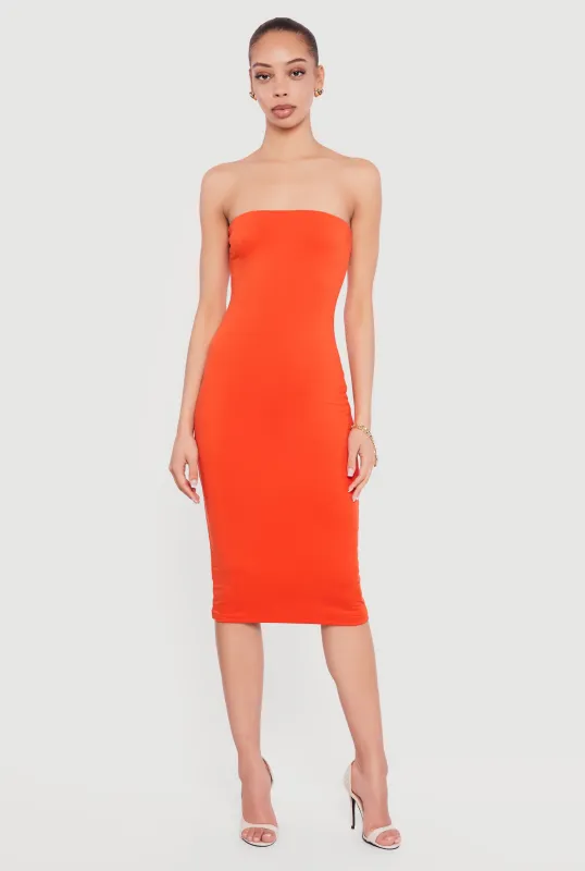 Solid Midi Tube Dress sold by Rainbow