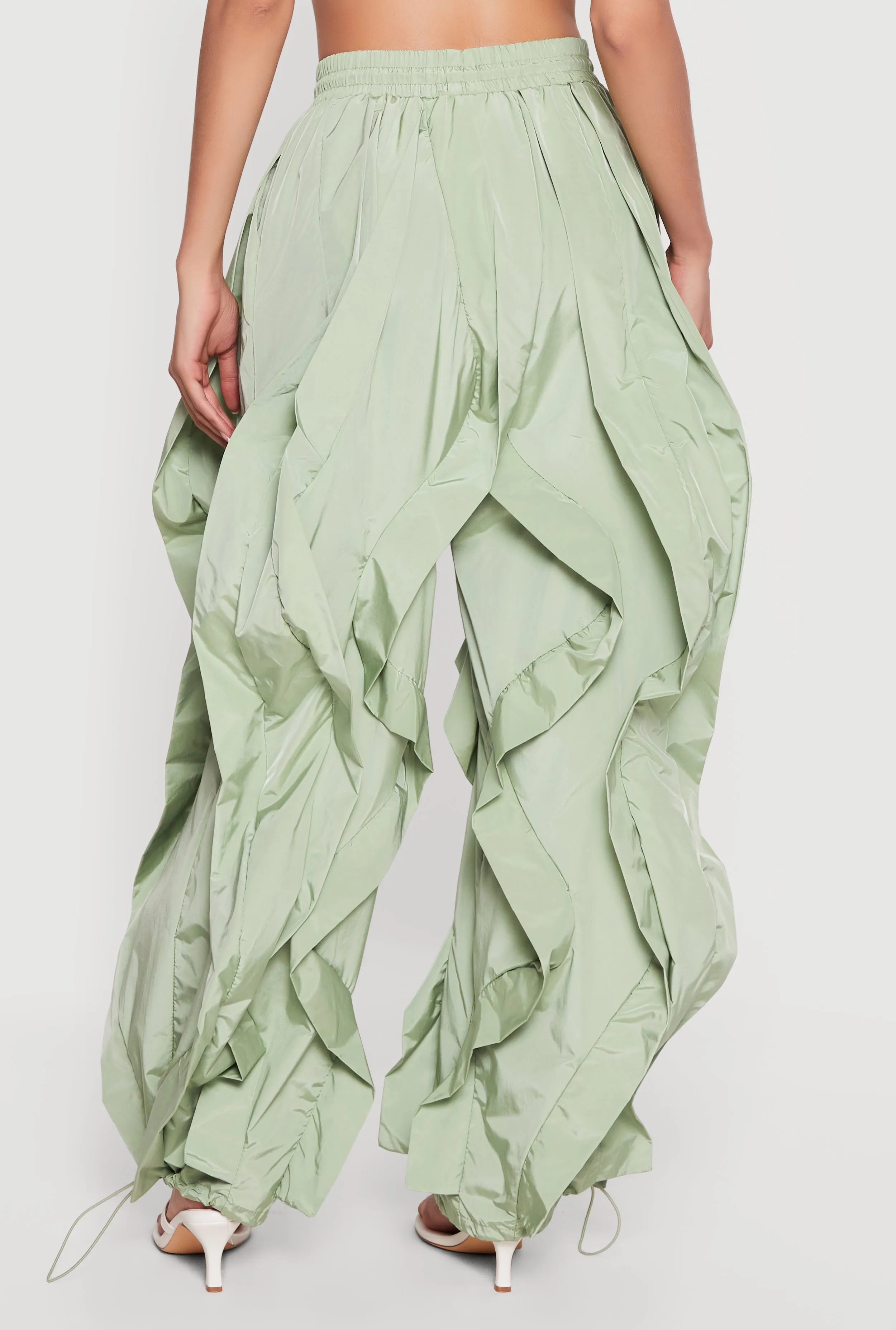 Drawstring Waist Ruffle Parachute Pants sold by Rainbow product image thumbnail 5