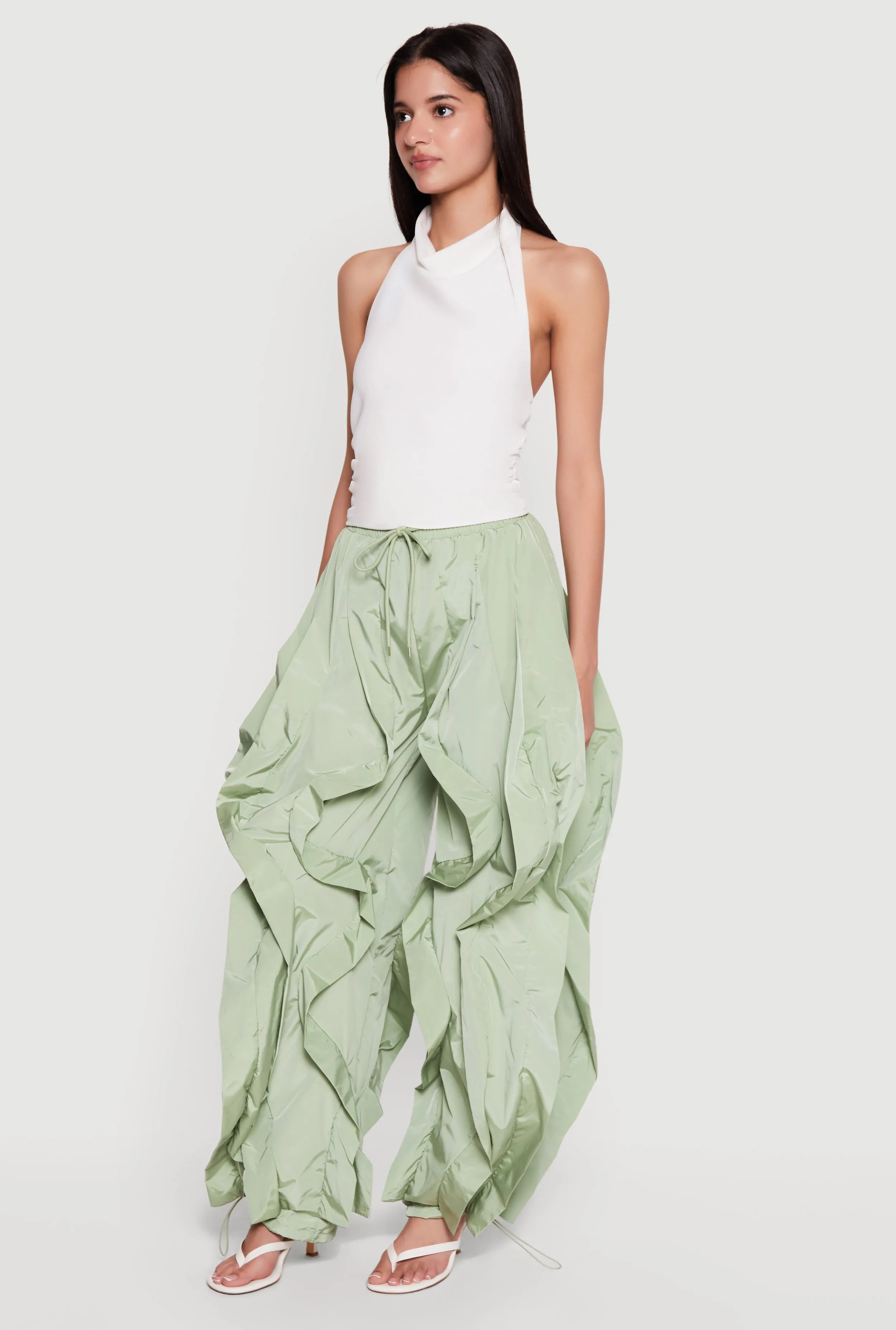 Drawstring Waist Ruffle Parachute Pants sold by Rainbow product image thumbnail 2