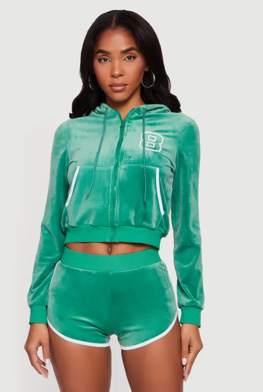 8 Graphic Zip Front Velour Hoodie sold by Rainbow