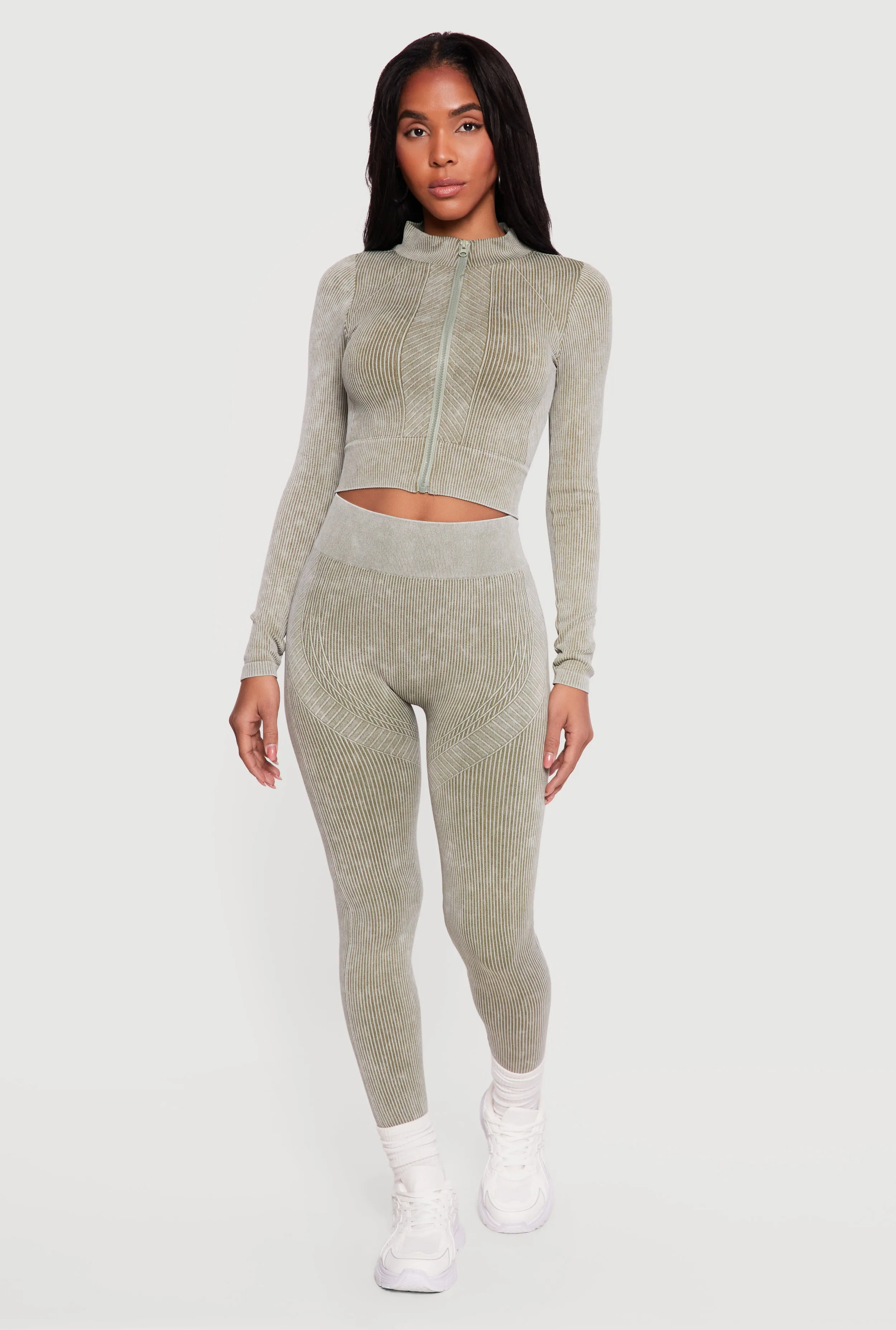 Mineral Wash Ribbed Seamless High Waisted Leggings sold by Rainbow product image thumbnail 3