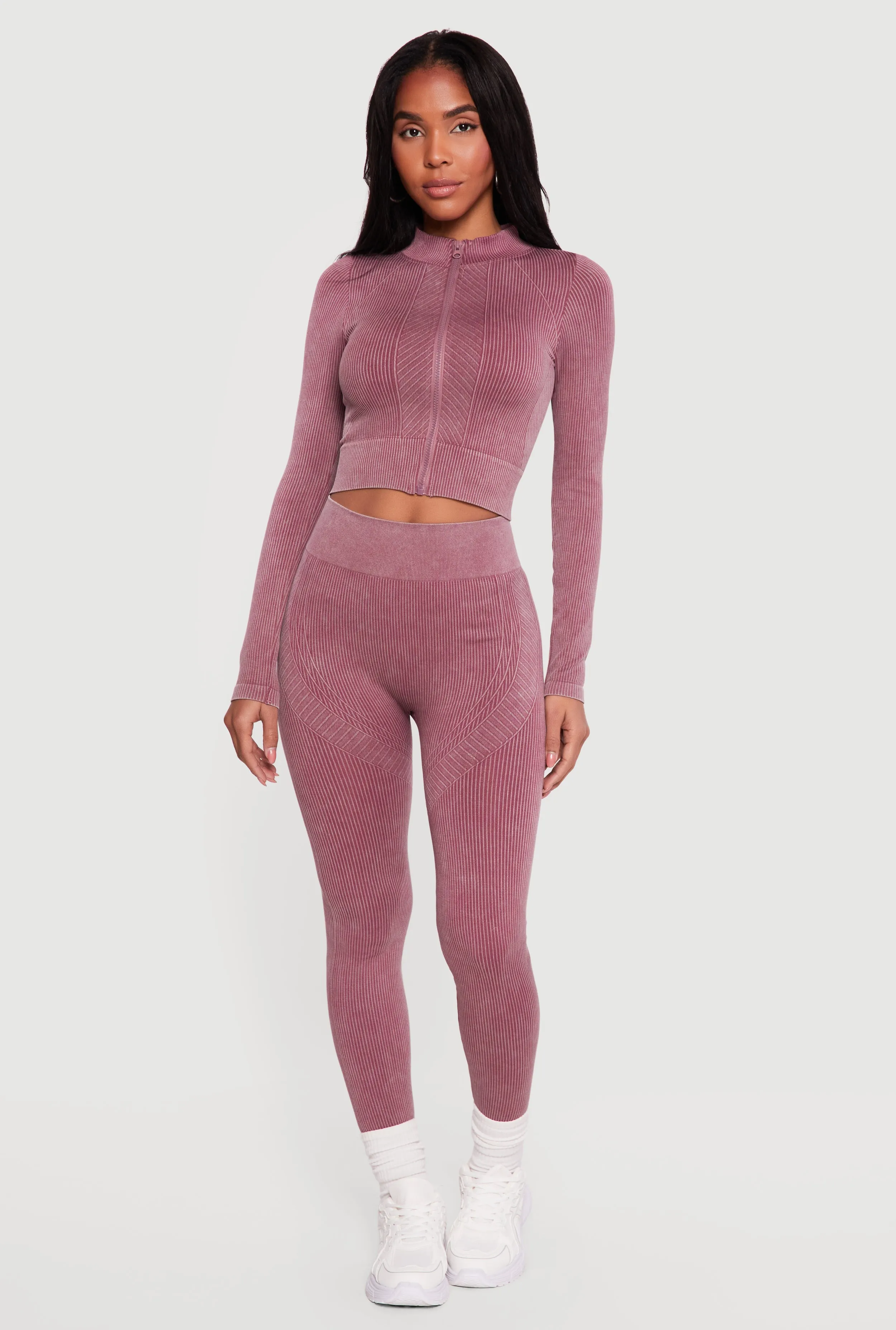 Mineral Wash Ribbed Seamless High Waisted Leggings sold by Rainbow product image thumbnail 2