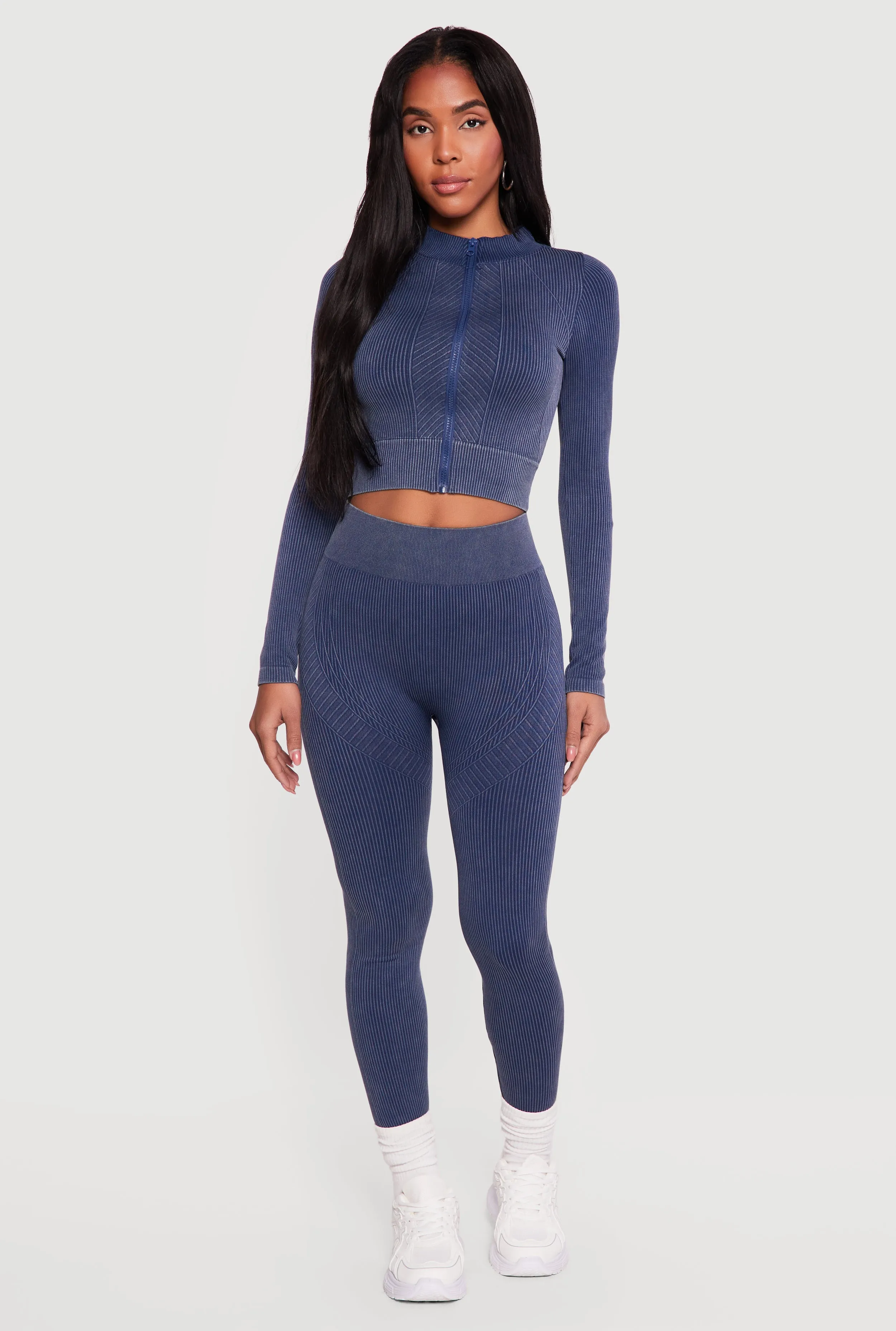 Mineral Wash Ribbed Seamless High Waisted Leggings sold by Rainbow product image thumbnail 4