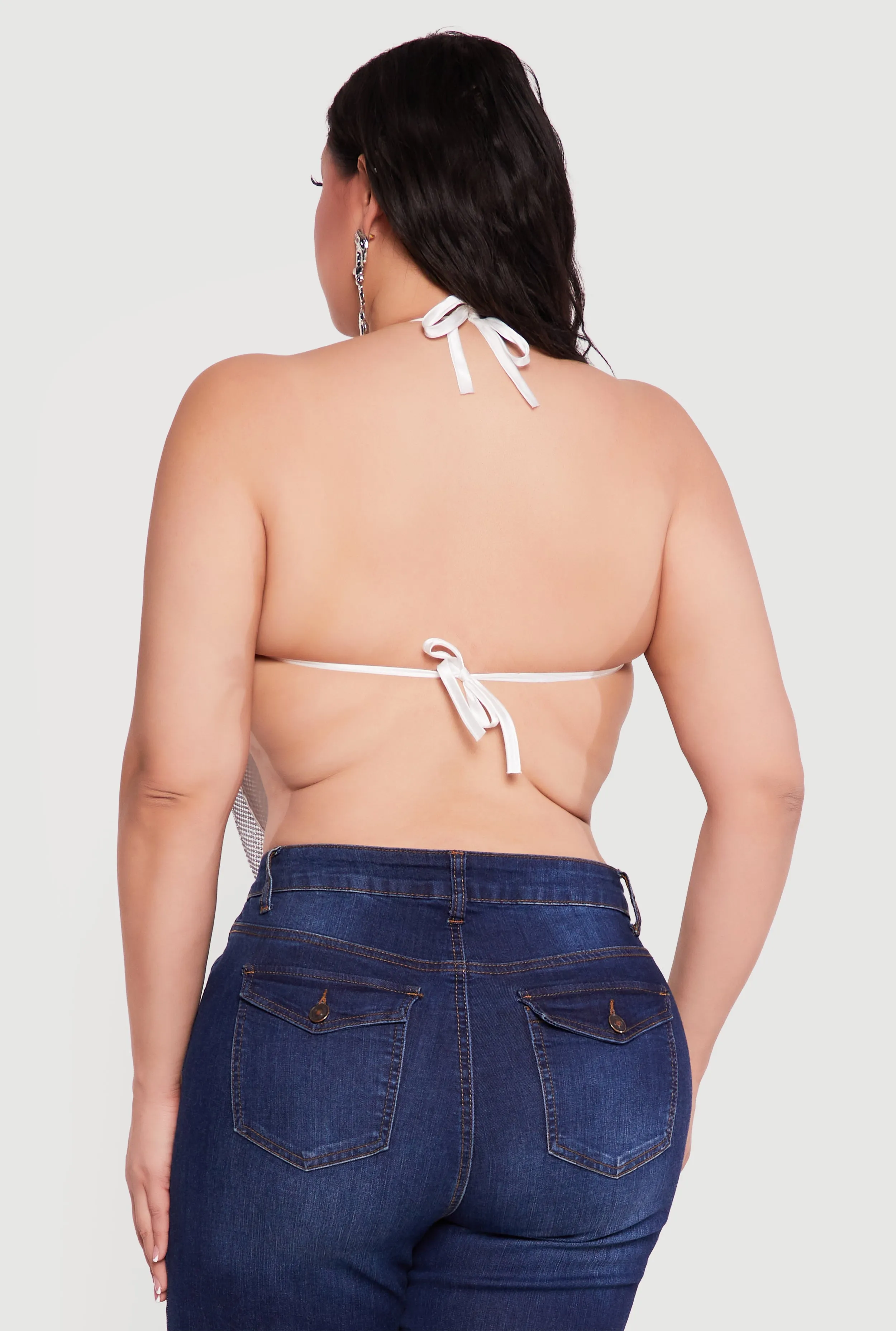 Plus Size Rhinestone Hanky Hem Open Back Halter Top sold by Rainbow product image thumbnail 5