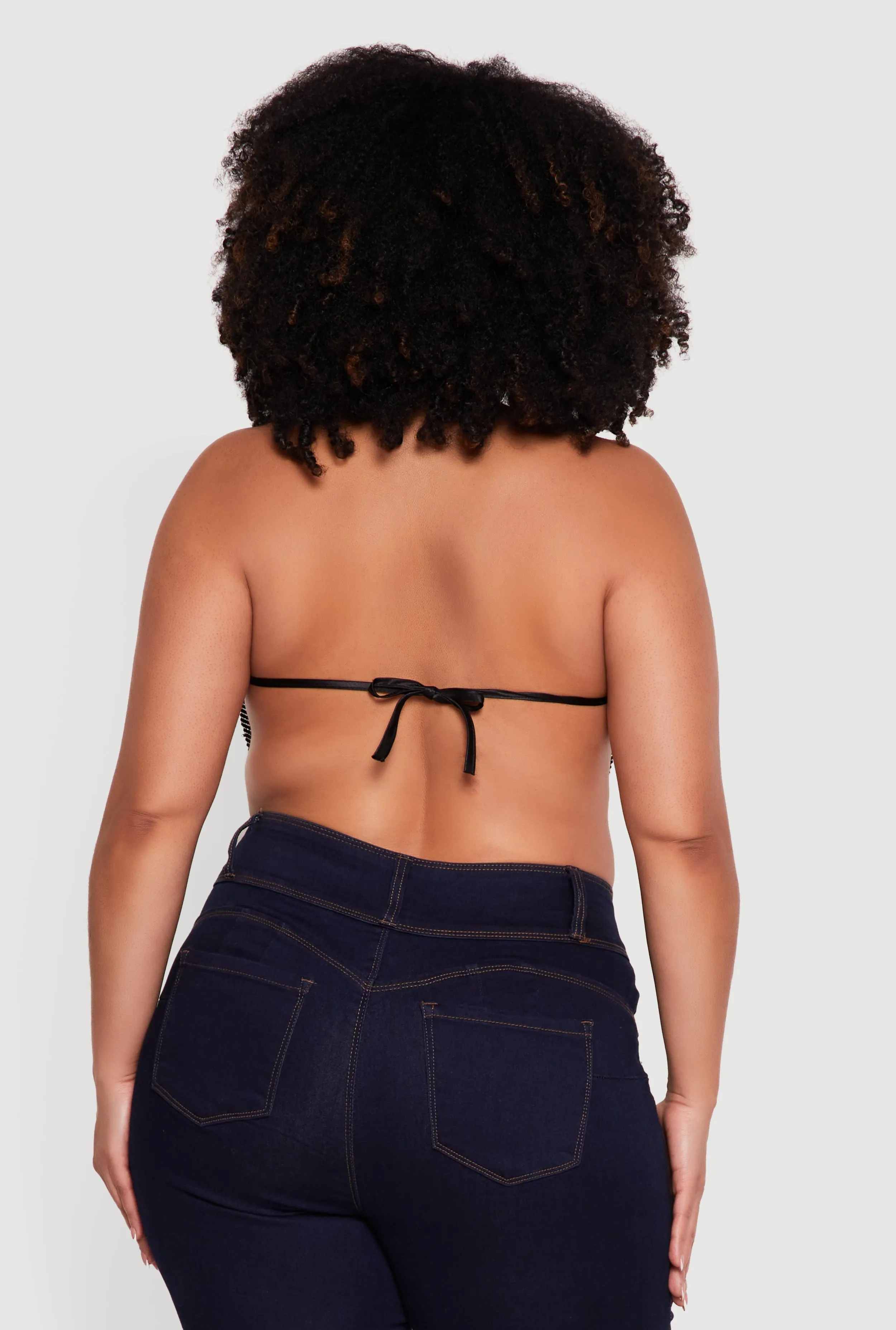 Plus Size Rhinestone Hanky Hem Open Back Halter Top sold by Rainbow product image thumbnail 5