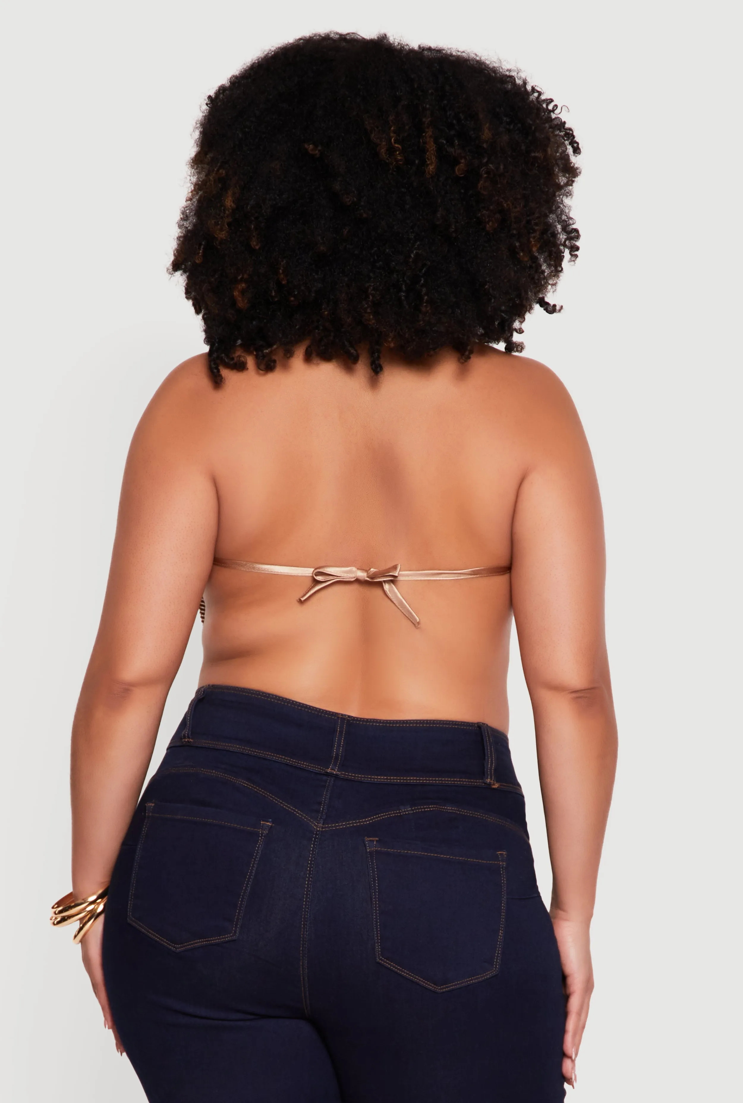 Plus Size Rhinestone Hanky Hem Open Back Halter Top sold by Rainbow product image thumbnail 5