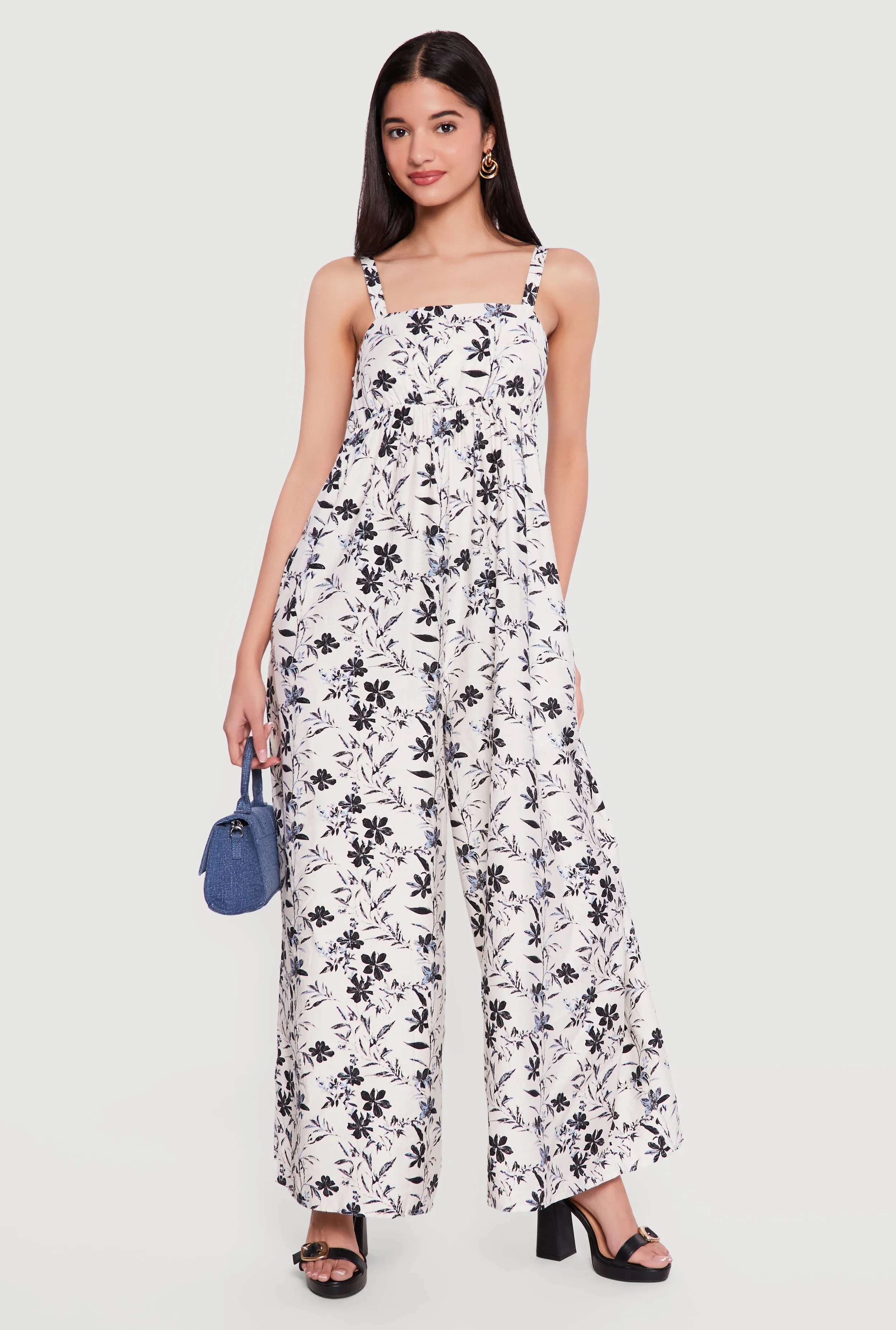 Floral Gauze Knit Wide Leg Jumpsuit sold by Rainbow product image thumbnail 2