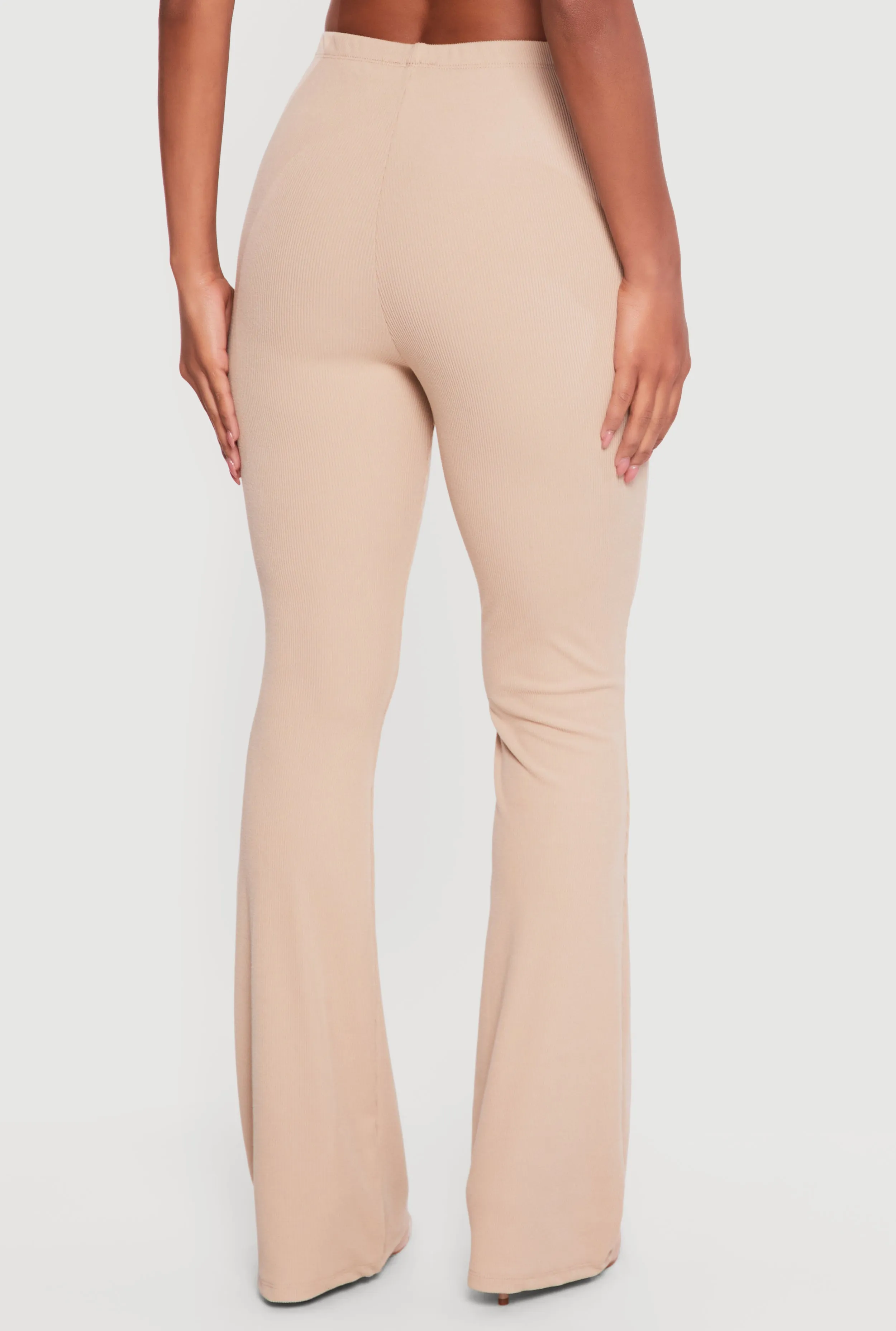 Brushed Rib Knit High Waisted Pull On Flare Pants sold by Rainbow product image thumbnail 5