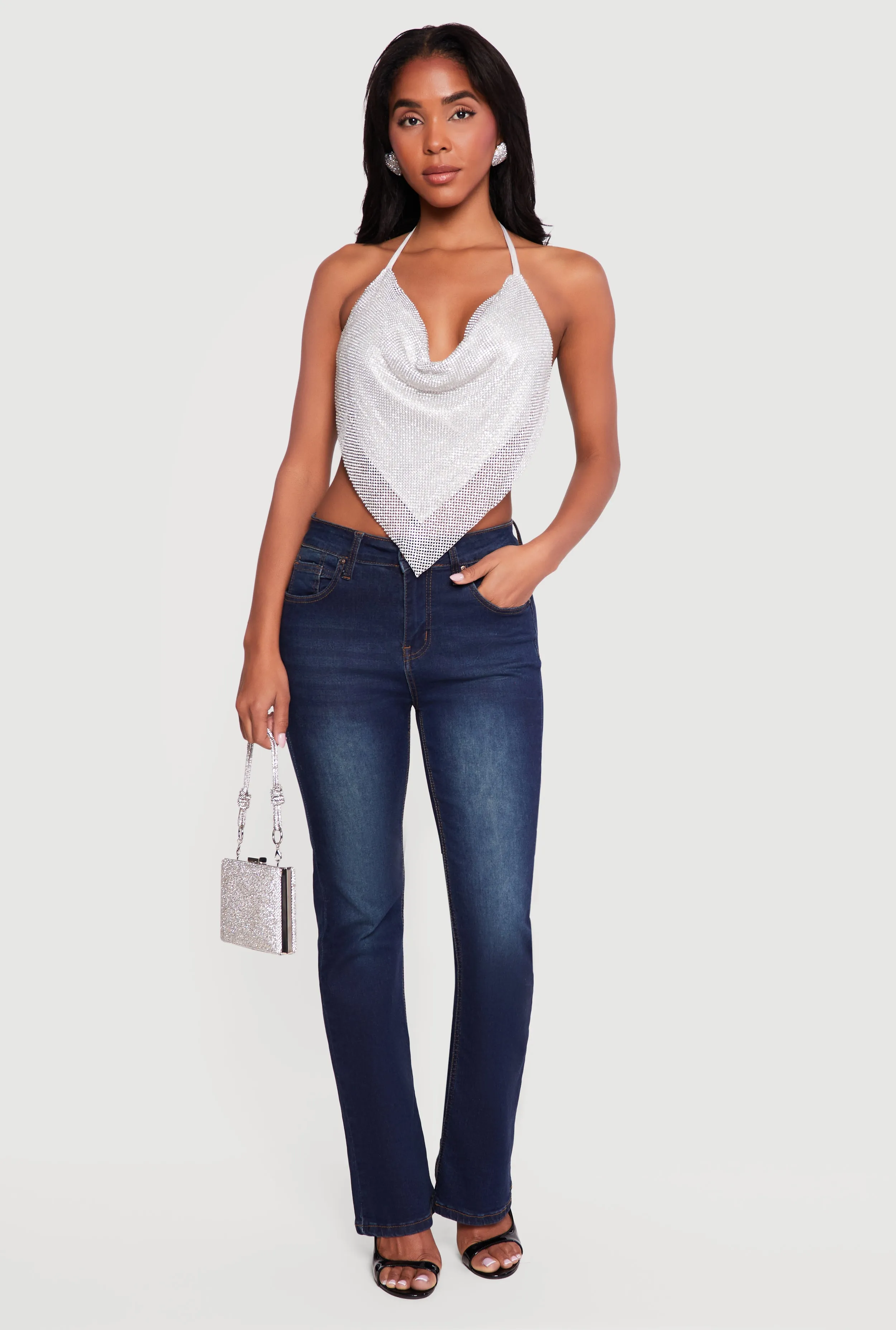 Rhinestone Hanky Hem Open Back Halter Top sold by Rainbow product image thumbnail 2