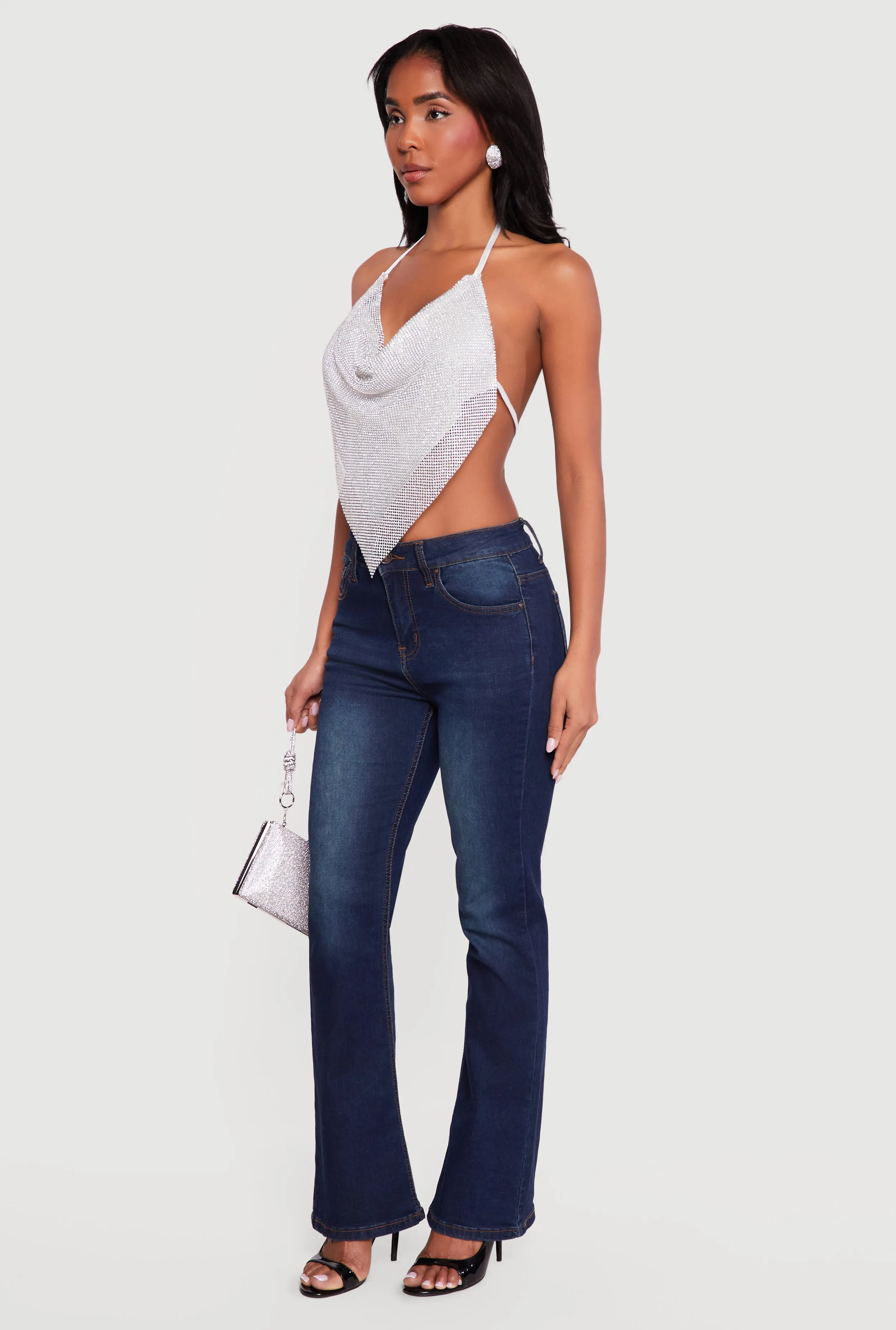 Rhinestone Hanky Hem Open Back Halter Top sold by Rainbow product image thumbnail 3