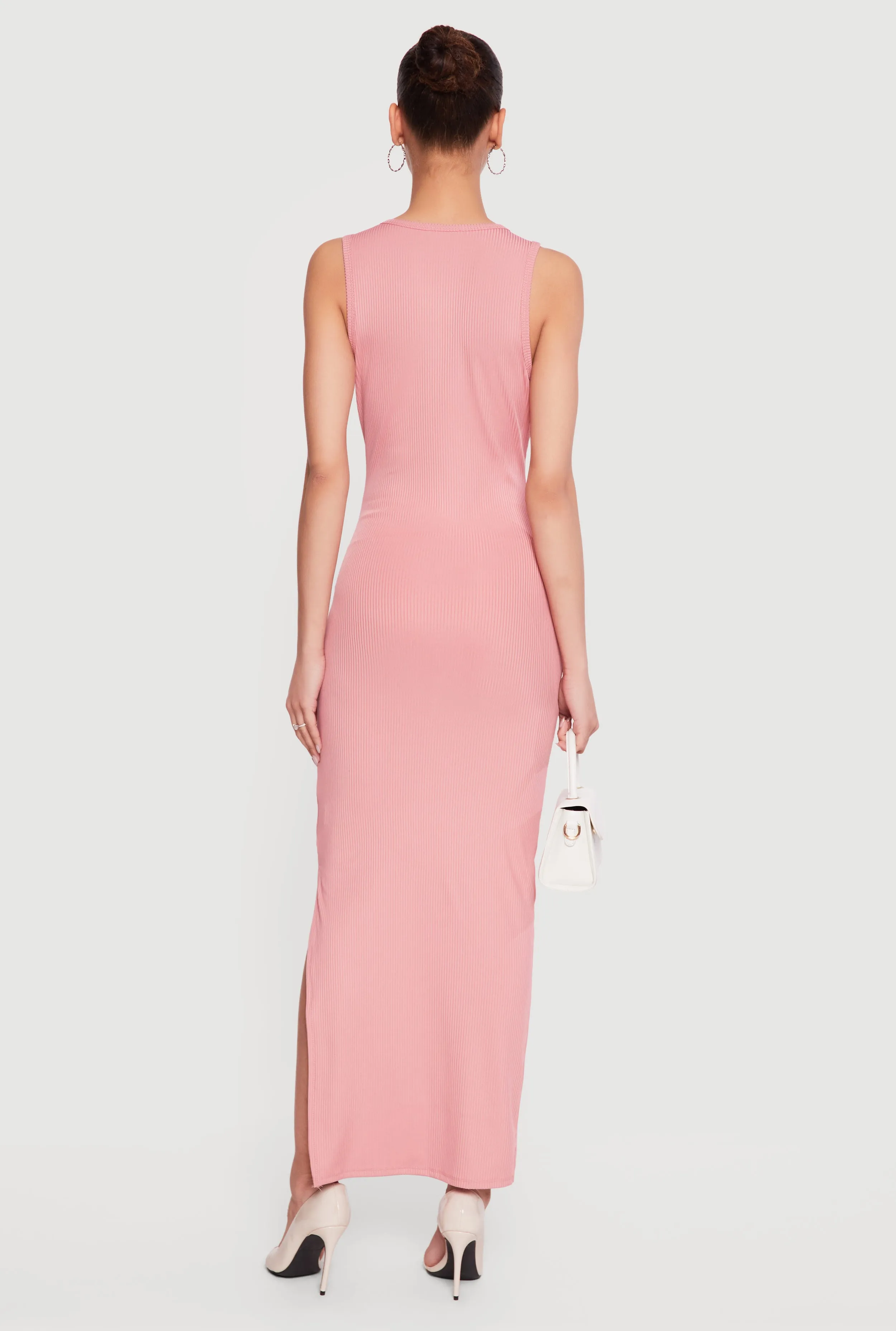 Sleeveless Ribbed Knit Crew Neck Maxi Dress sold by Rainbow product image thumbnail 3