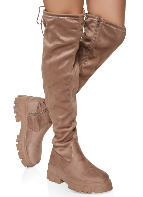 Tie Back Lug Sole Over the Knee Boots sold by Rainbow