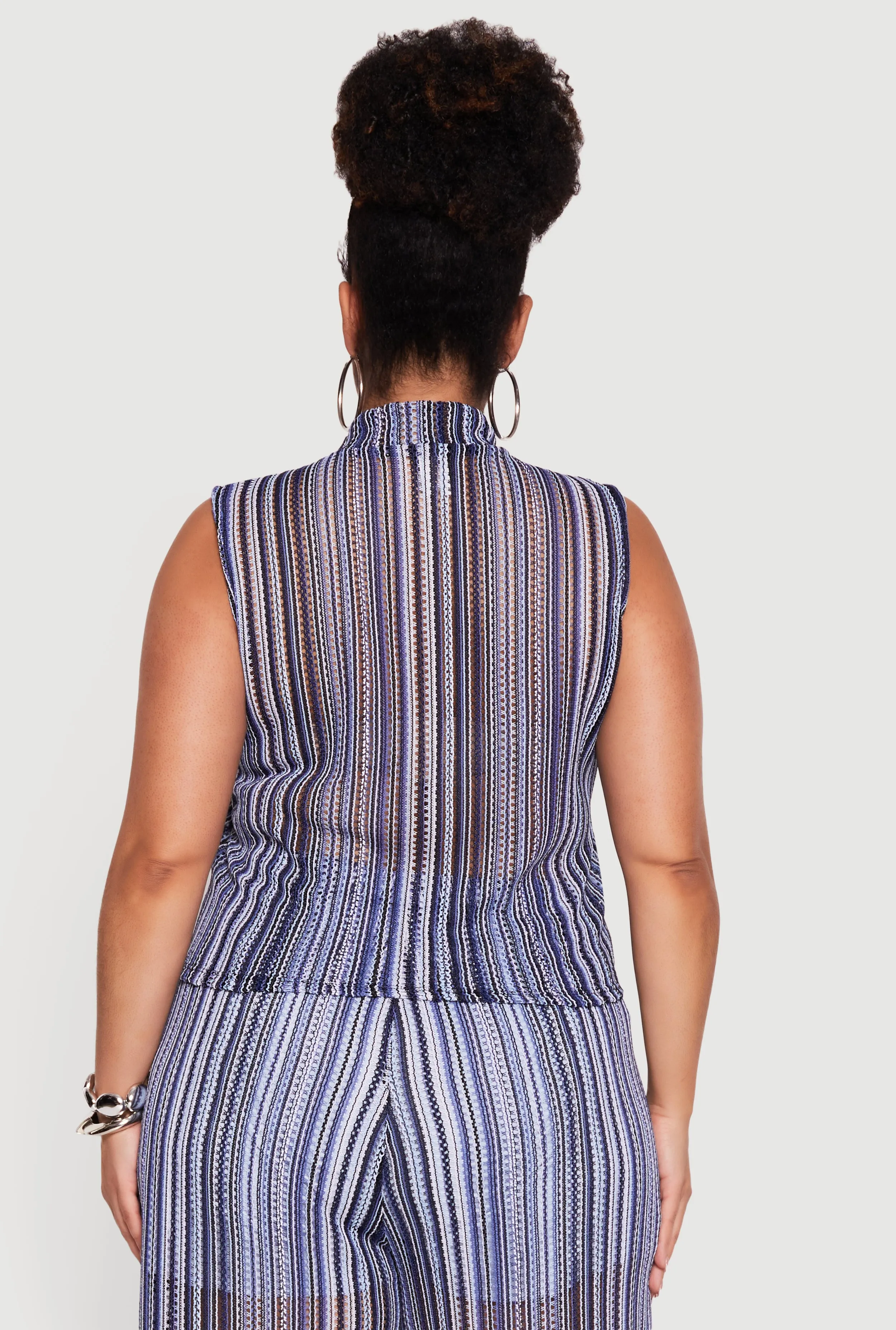 Plus Size Striped Pattern Sleeveless Mock Neck Top sold by Rainbow product image thumbnail 5