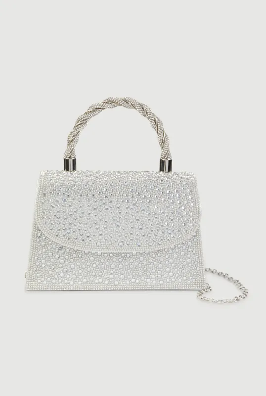 Rhinestone Top Handle Crossbody Bag made by Rainbow