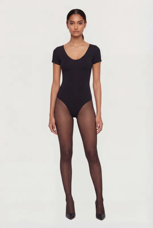 Double Layered Short Sleeve V Neck Bodysuit sold by Rainbow